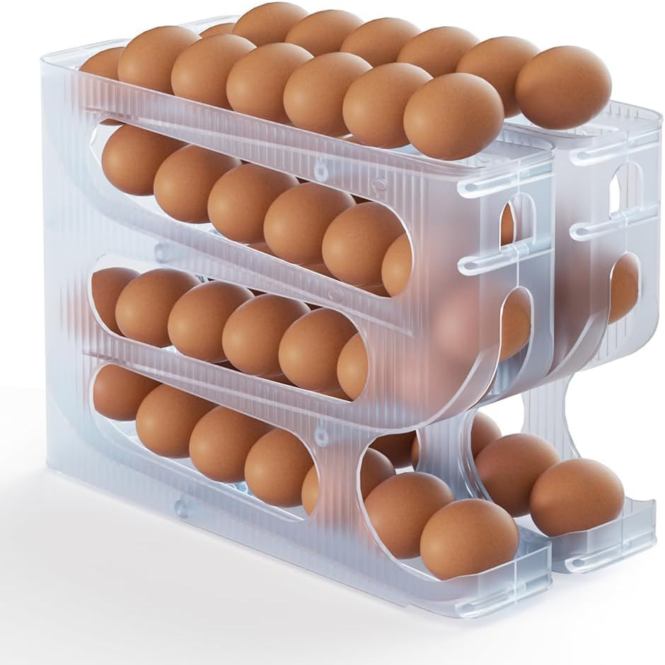 FIFO Egg Holder for Fridge, Egg Organizer for 56 Large Size Eggs | 2-Pack Auto R