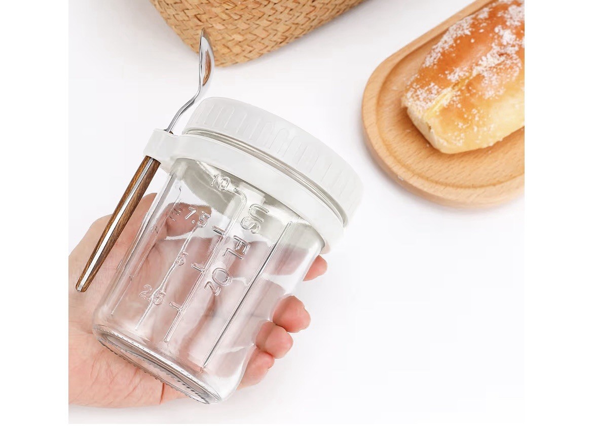 2pk Overnight Oats Jars with Spoons and Lids, 16 Oz, Oats Yogurt Fruit Storage