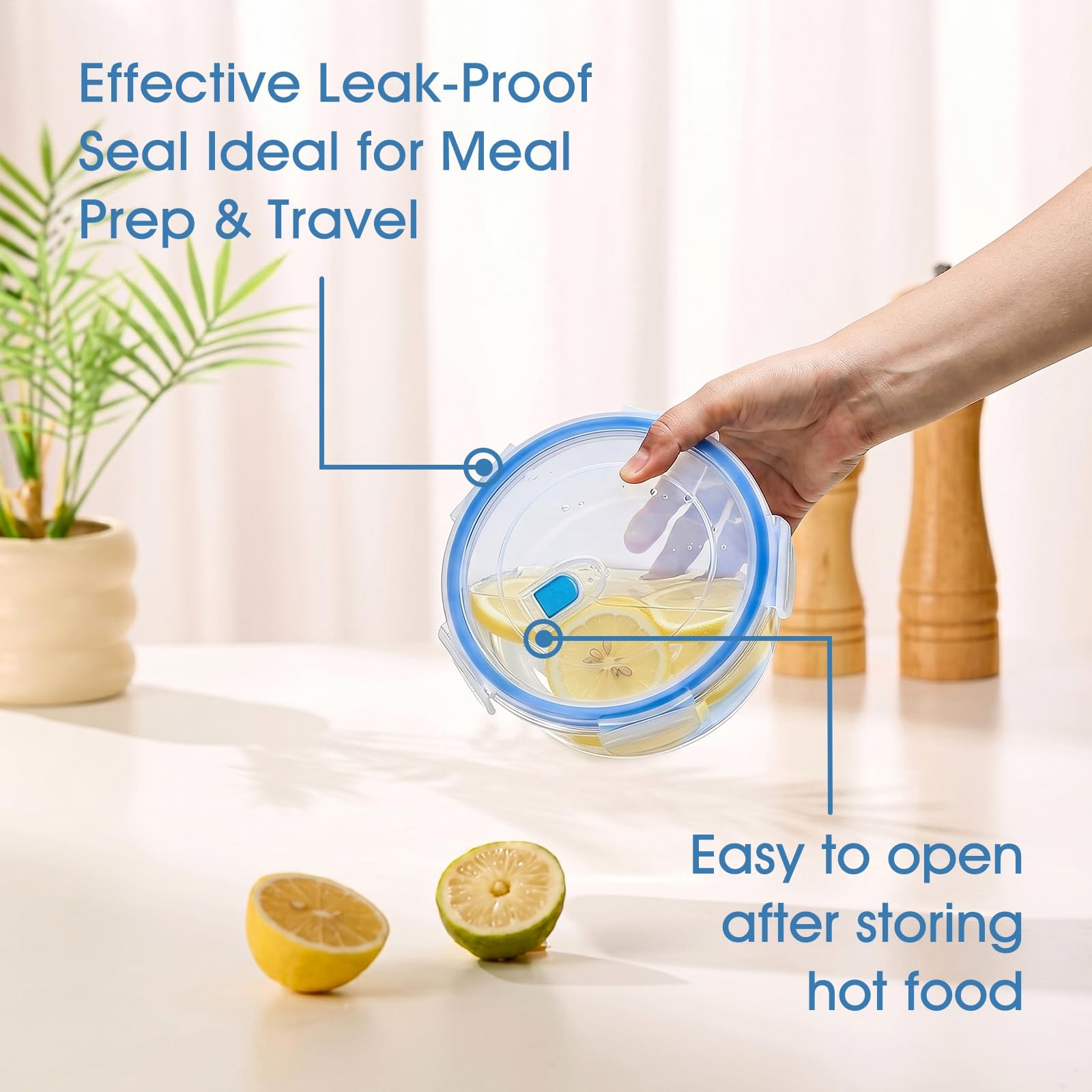 95/54/30/15oz Round Large Glass Food Storage Containers with Airtight Lids, M…