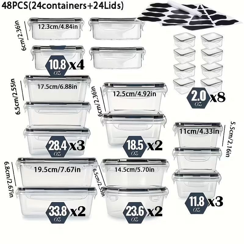 24PCS Food Storage Containers Set – Airtight BPA-Free Kitchen Organization Conta