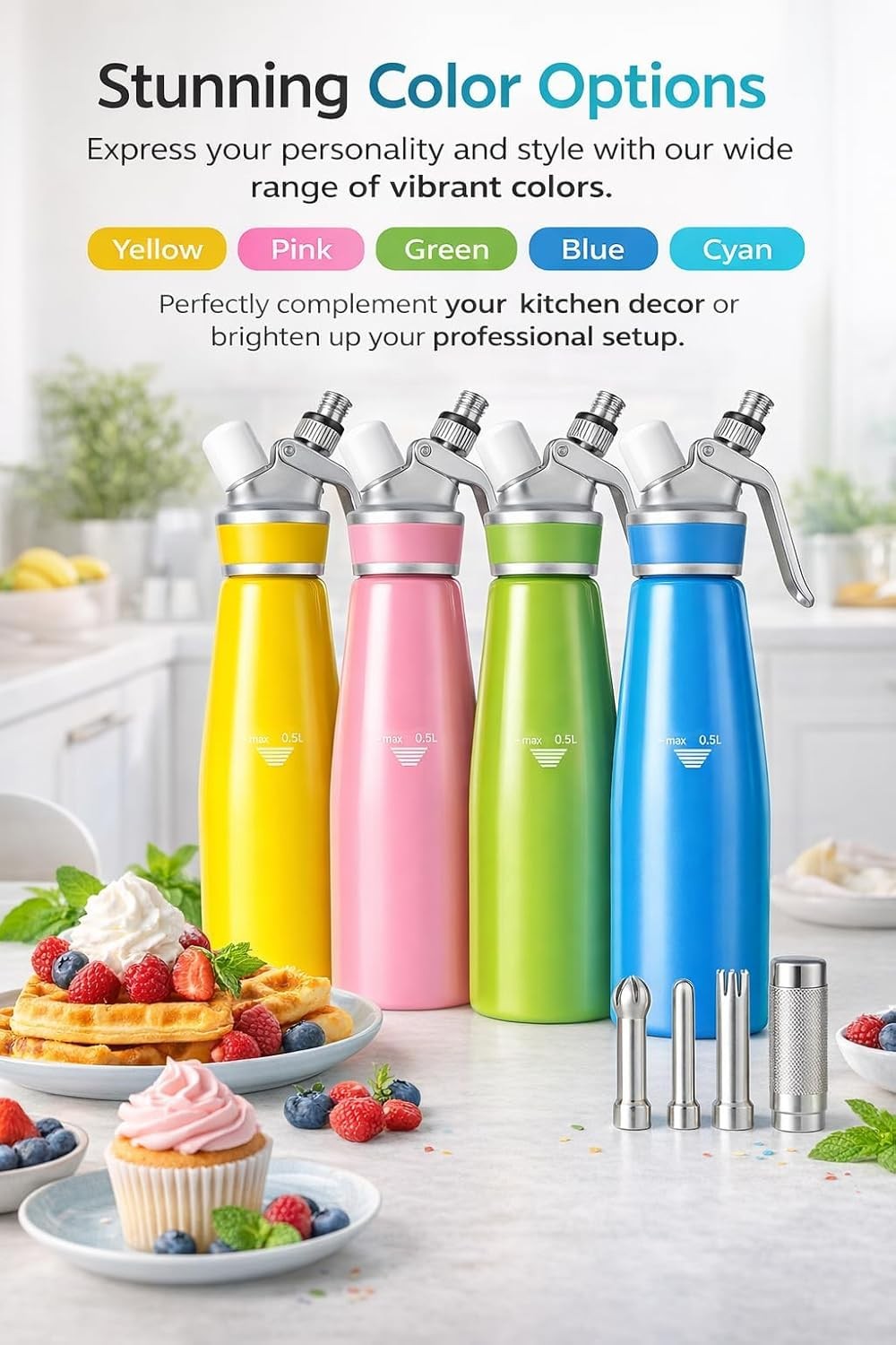 Whipped Cream Dispenser–Double Wall Insulated Aluminum Water Bottle with Stai…