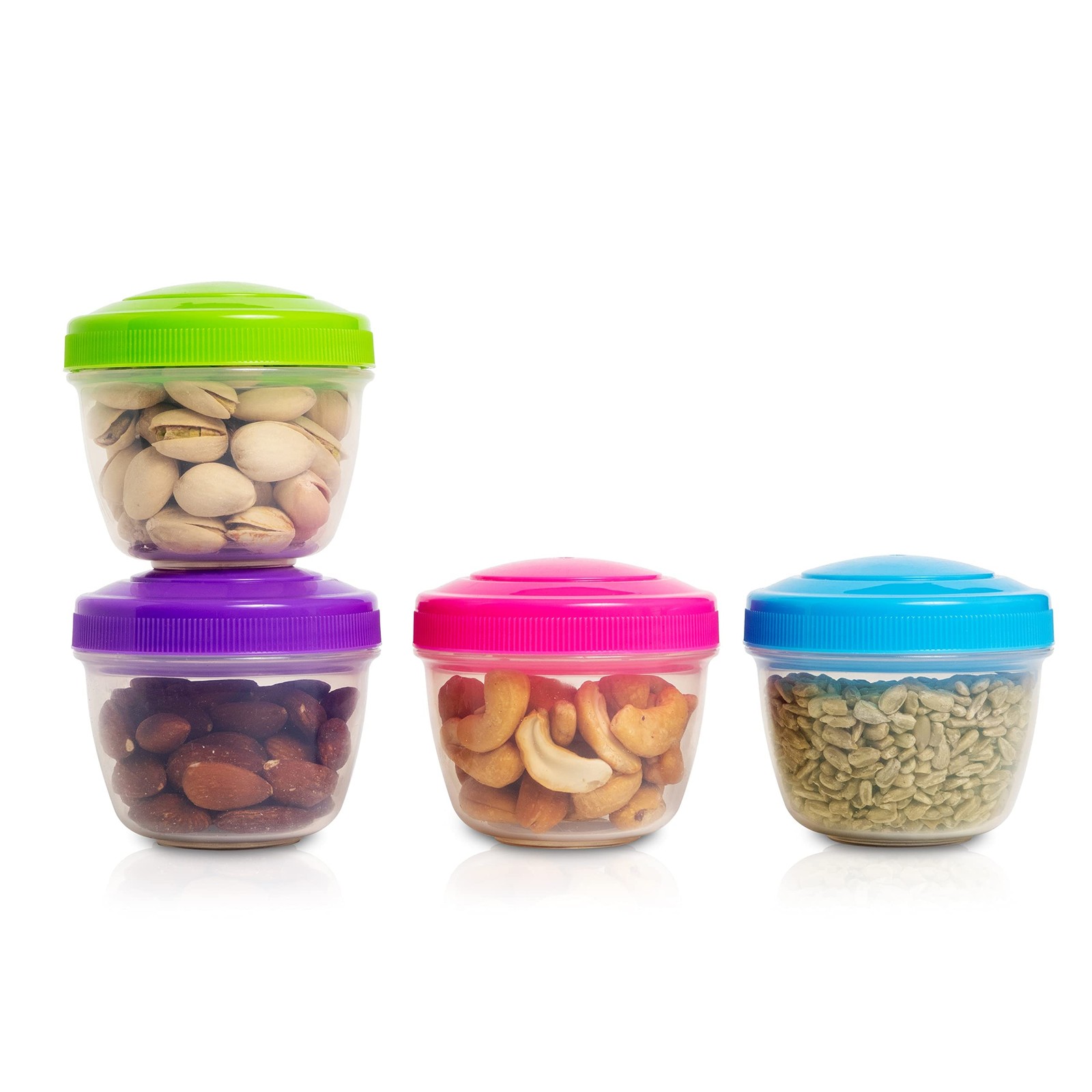 Snack Containers (4 Set) – 4.75 Oz Small Food Storage Cups with Lids – Fruit,…