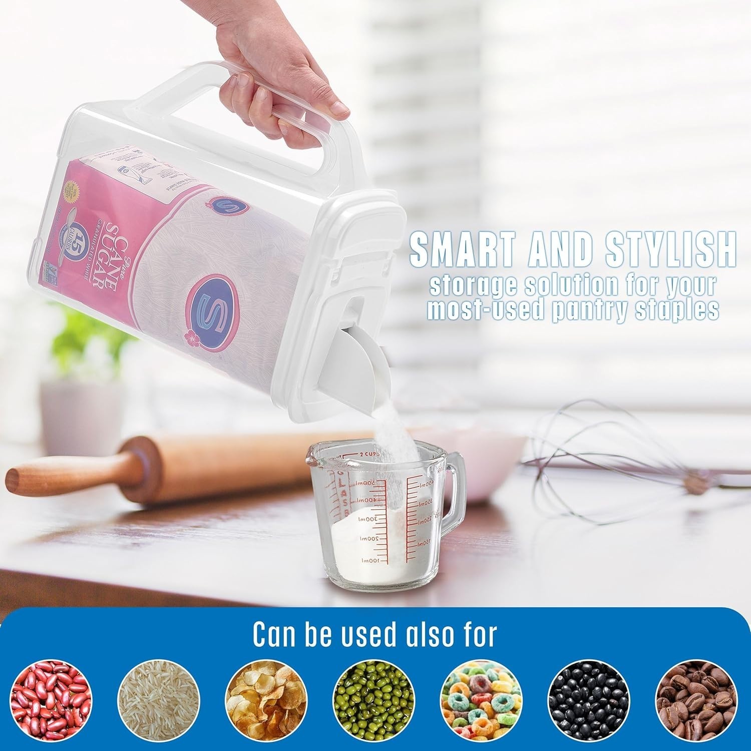 Compact 4 Quart Kitchen Storage Container with Dishwasher Safe White Lid