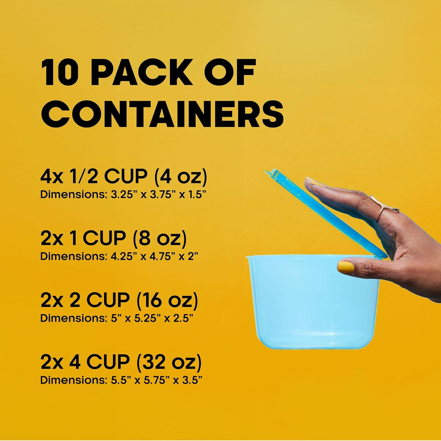 Premium Attached Food Storage Containers, Permanently Attached Plastic Lid, Neve