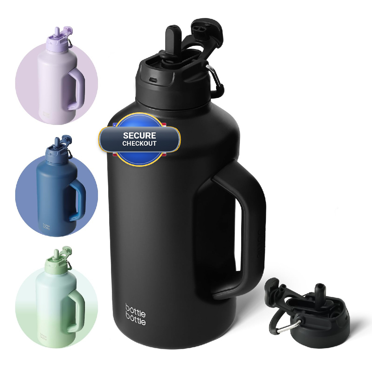 Bottle Bottle Insulated Water Bottle 64 Oz Straw And Dual-Use Lid Half Gallon