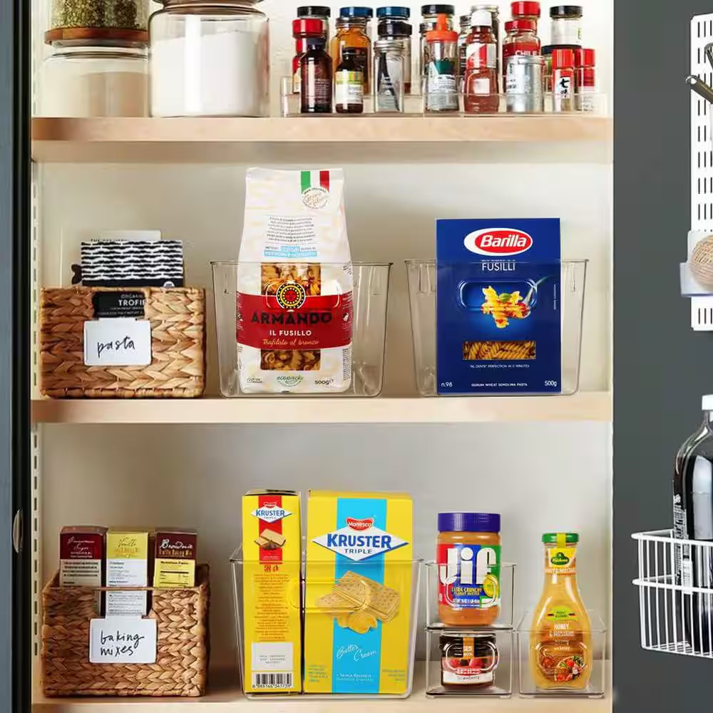 8-Shelf Clear Stackable Storage Bins Set Transparent Plastic Home Pantry Kitchen