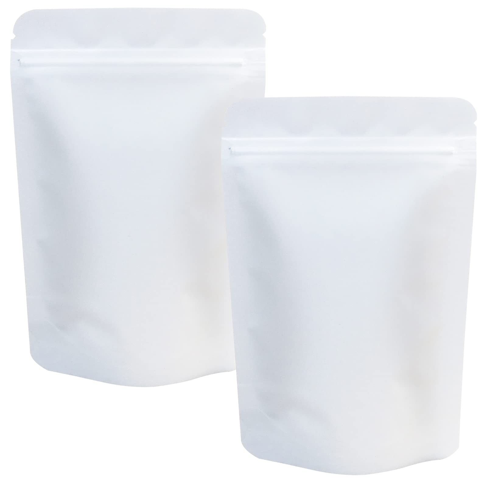 100 Pack Matte White Mylar Bags Stand Up – 4 x 6 Inches Resealable Mylar Zipl…