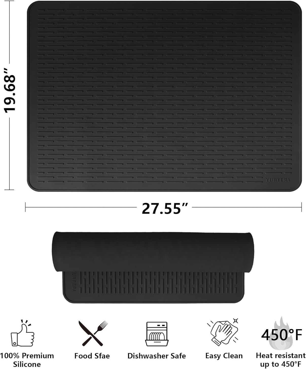 Stove Top Cover for Electric – Silicone Mat 28″L x 20″W, Black