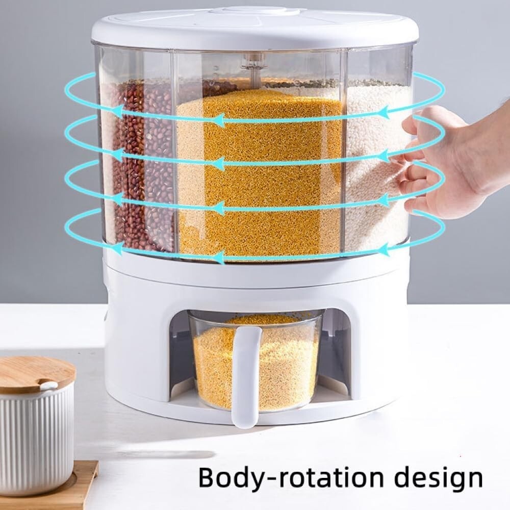 NOGUERA Dry Food 360 Storage Dispenser Container Cereal Rice Grain 6 compartment