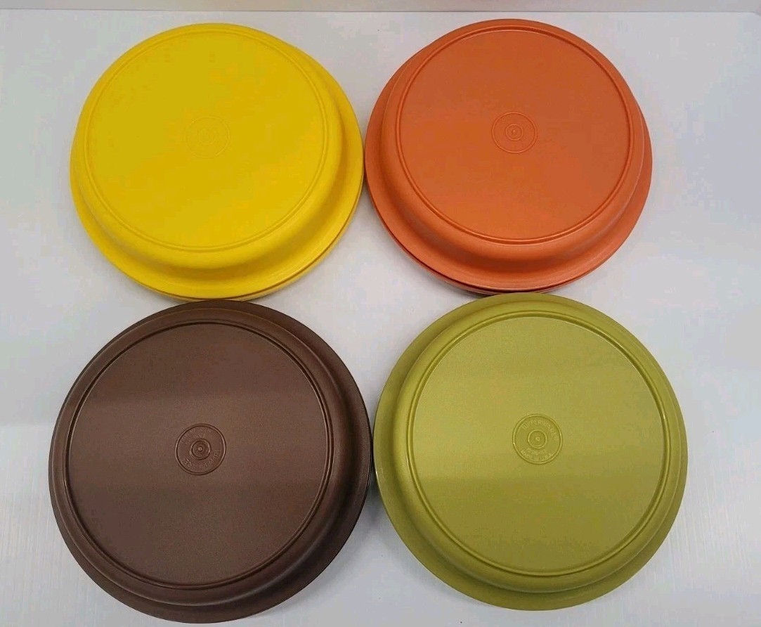 70s 80s Tupperware #1206 Harvest Colors Seal N Serve 4 Bowl Set Storage W Lids