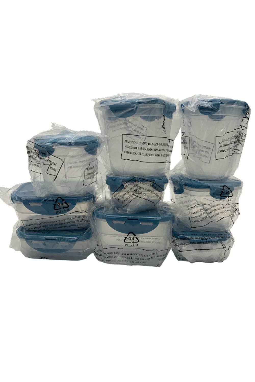 LocknLock 9-Piece Nestable Mini Storage Set Multi-Shape Cool Blue