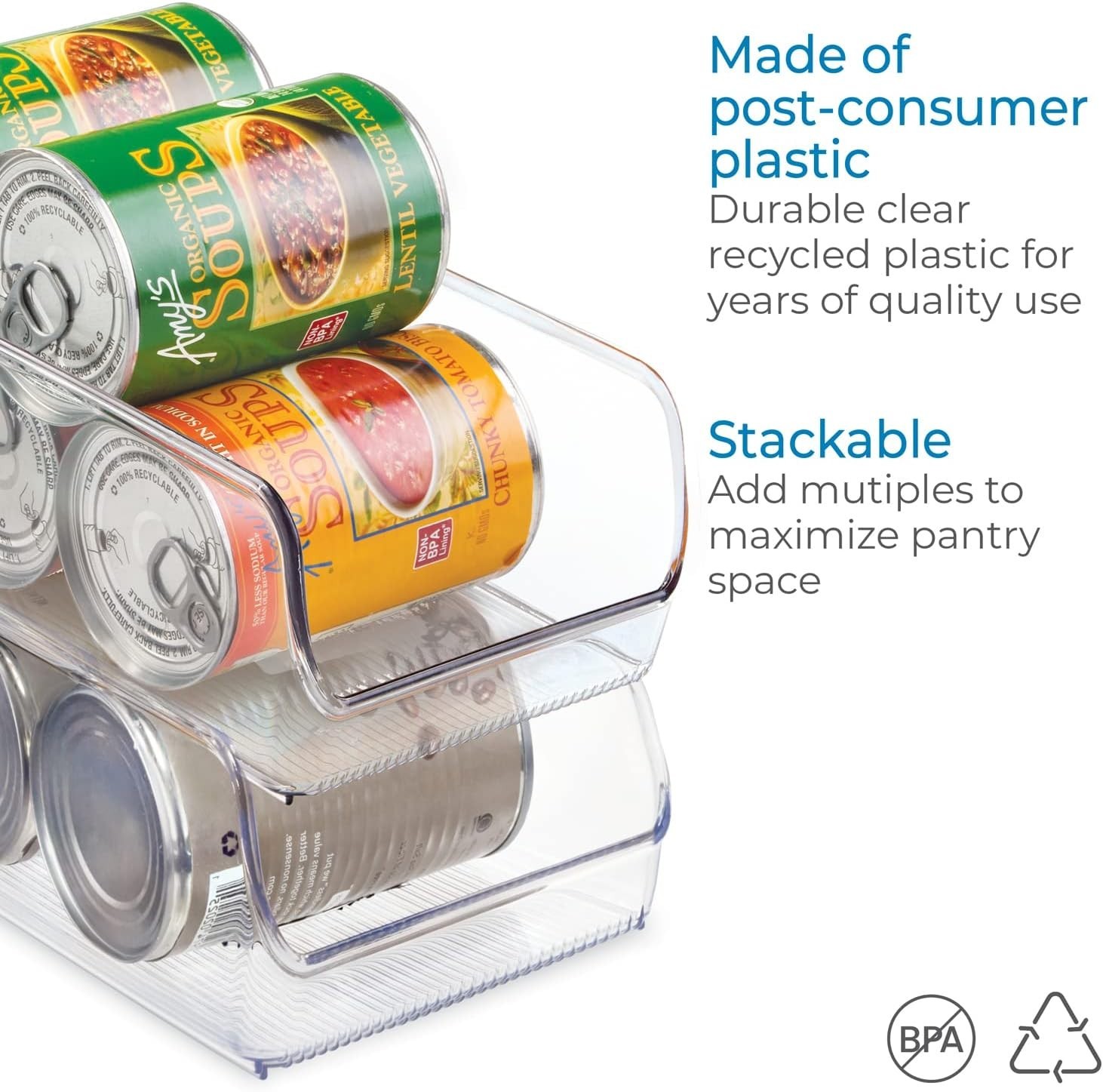 Linus Plastic Canned Food and Soda Can Organizer with Lid for Refrigerator, F…