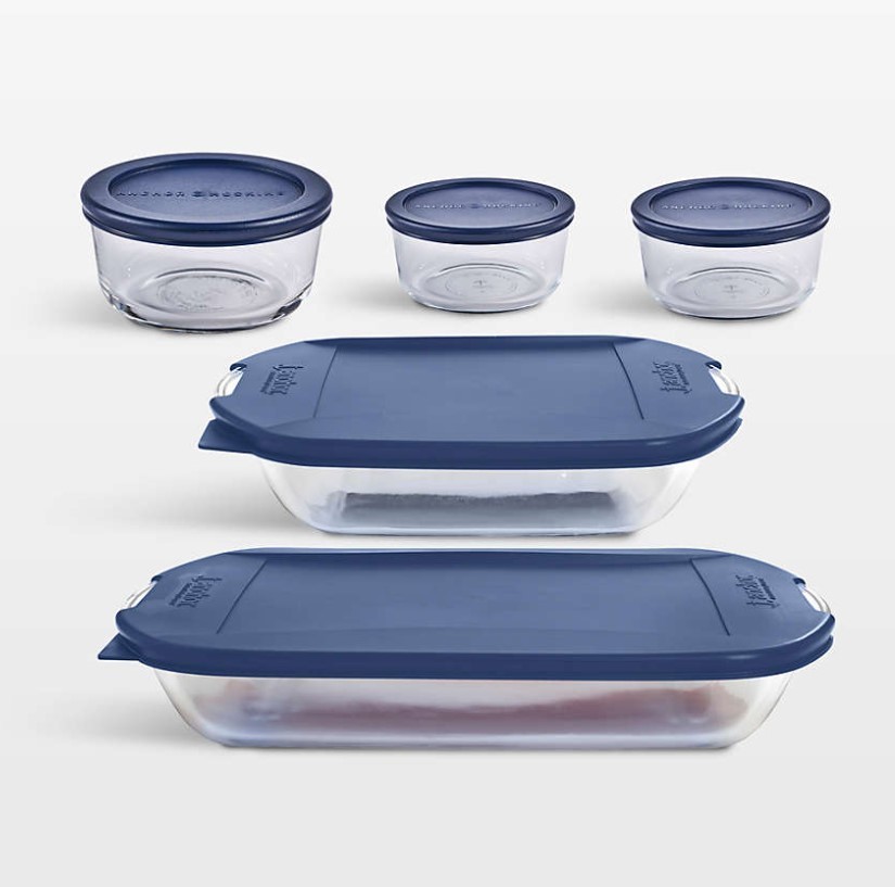 Anchor Hocking 10-Piece Glass Bake and Store Food Storage Set with Navy Blue Lid