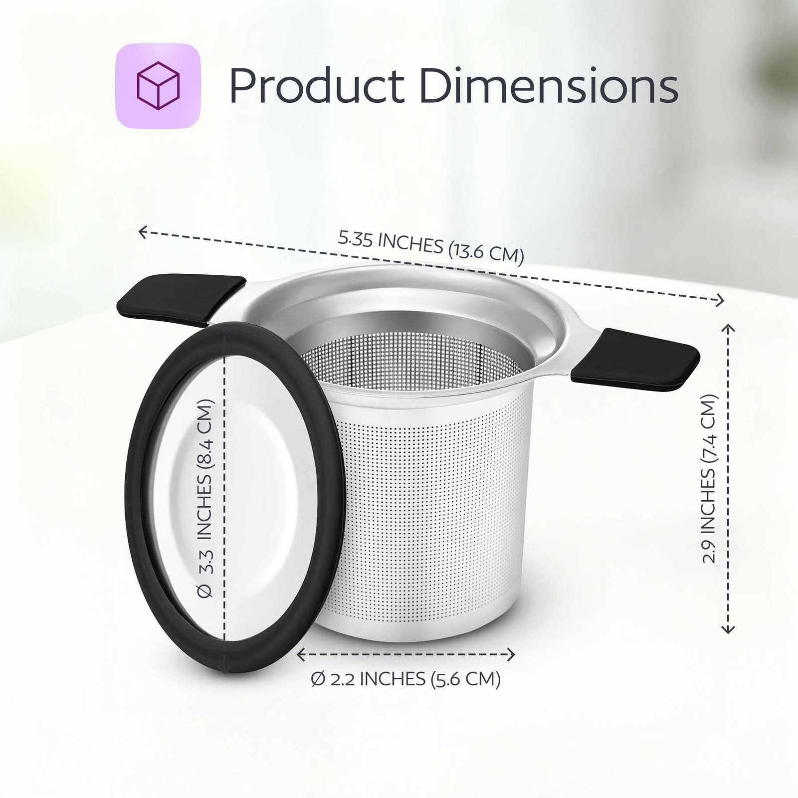 Stainless Steel Tea Infuser for Loose Leaf – Extra Fine Mesh Small, Black