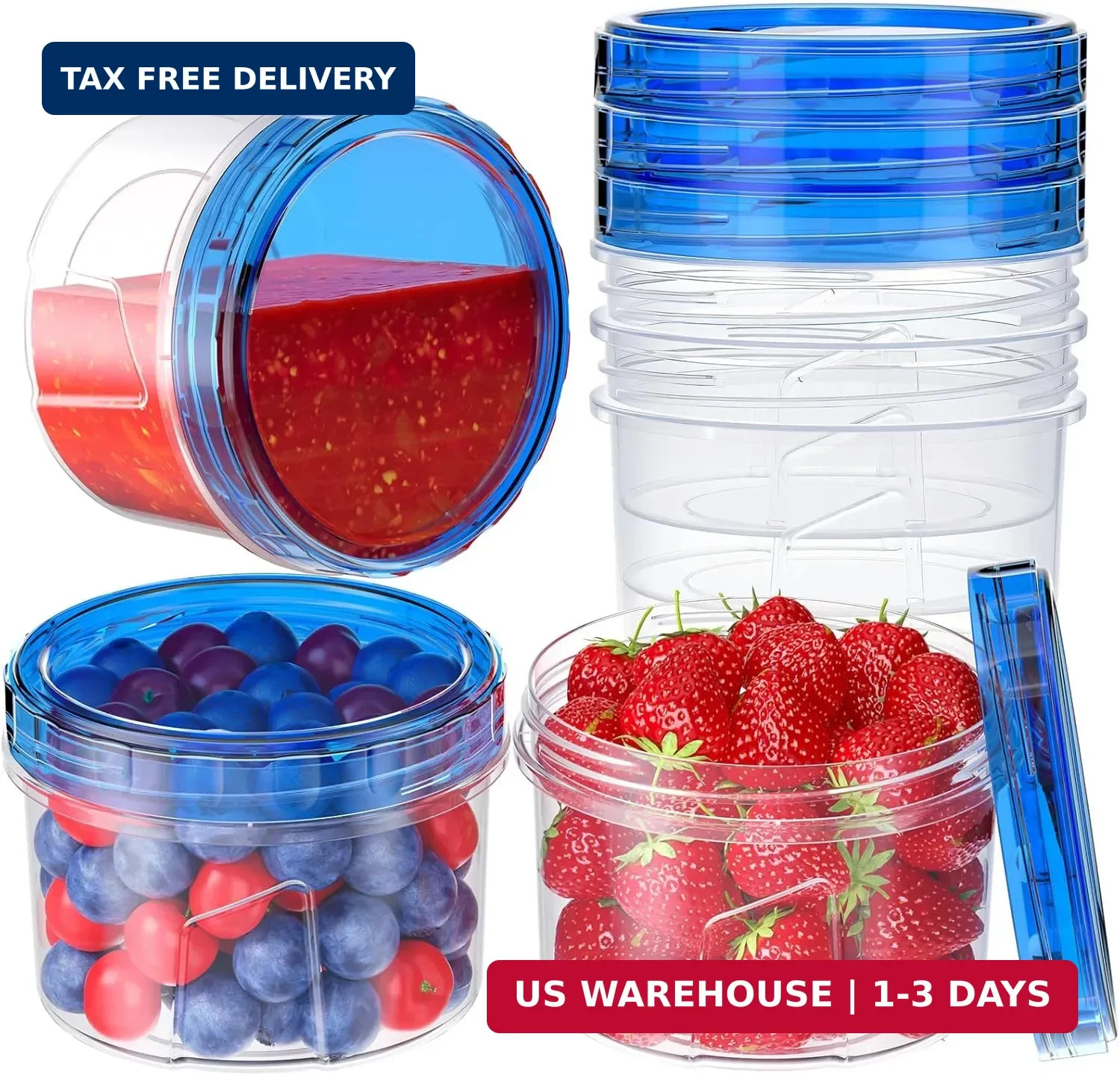 6 Pack-16 OZ Freezer Storage Containers, Small Plastic Containers with Twist Top
