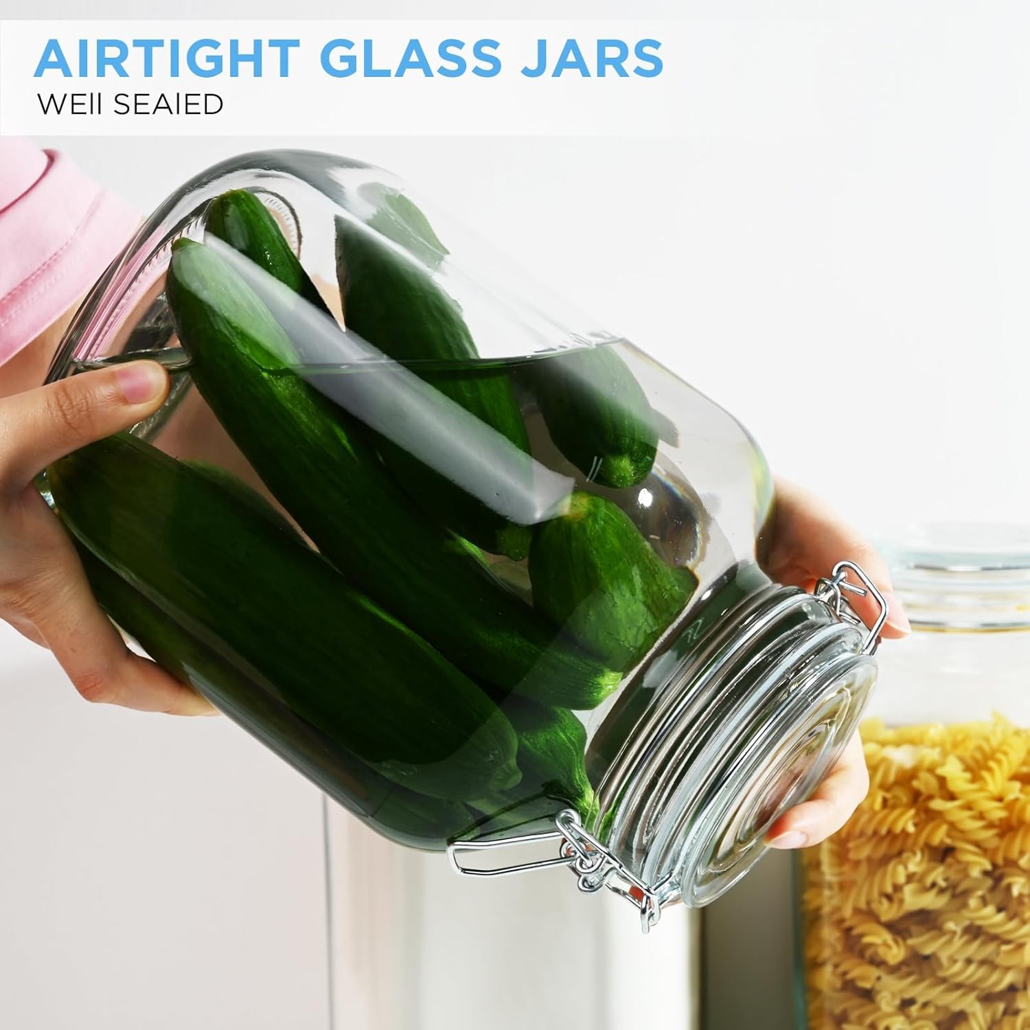 106oz Square Glass Jars with Airtight Lid, Large Mason Jars, Wide Mouth Storage