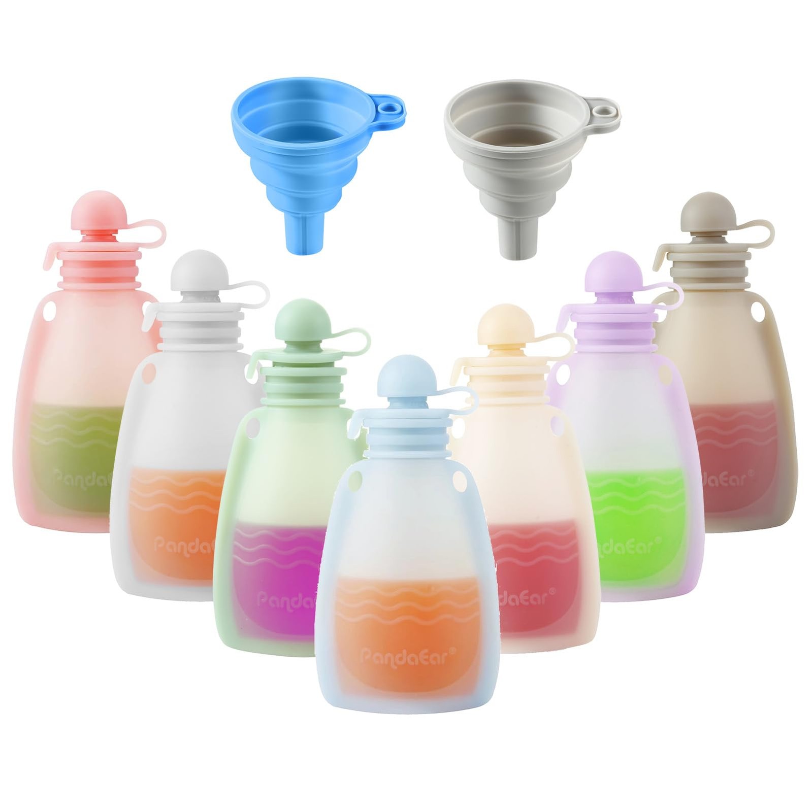 Reusable Silicone Baby Food Pouches 7 Pack BPA-Free 5.5 oz