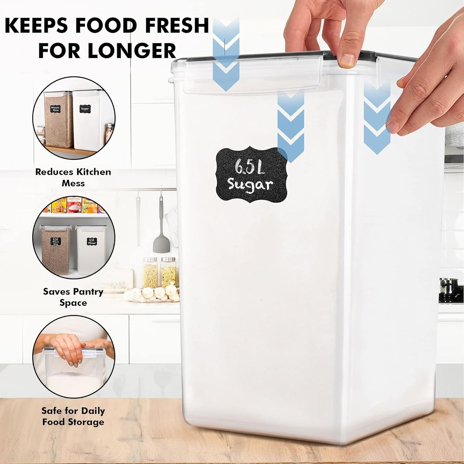 2 PC [6.5L / 220 Oz] Large Food Storage Containers with Lids Airtight – BPA F…
