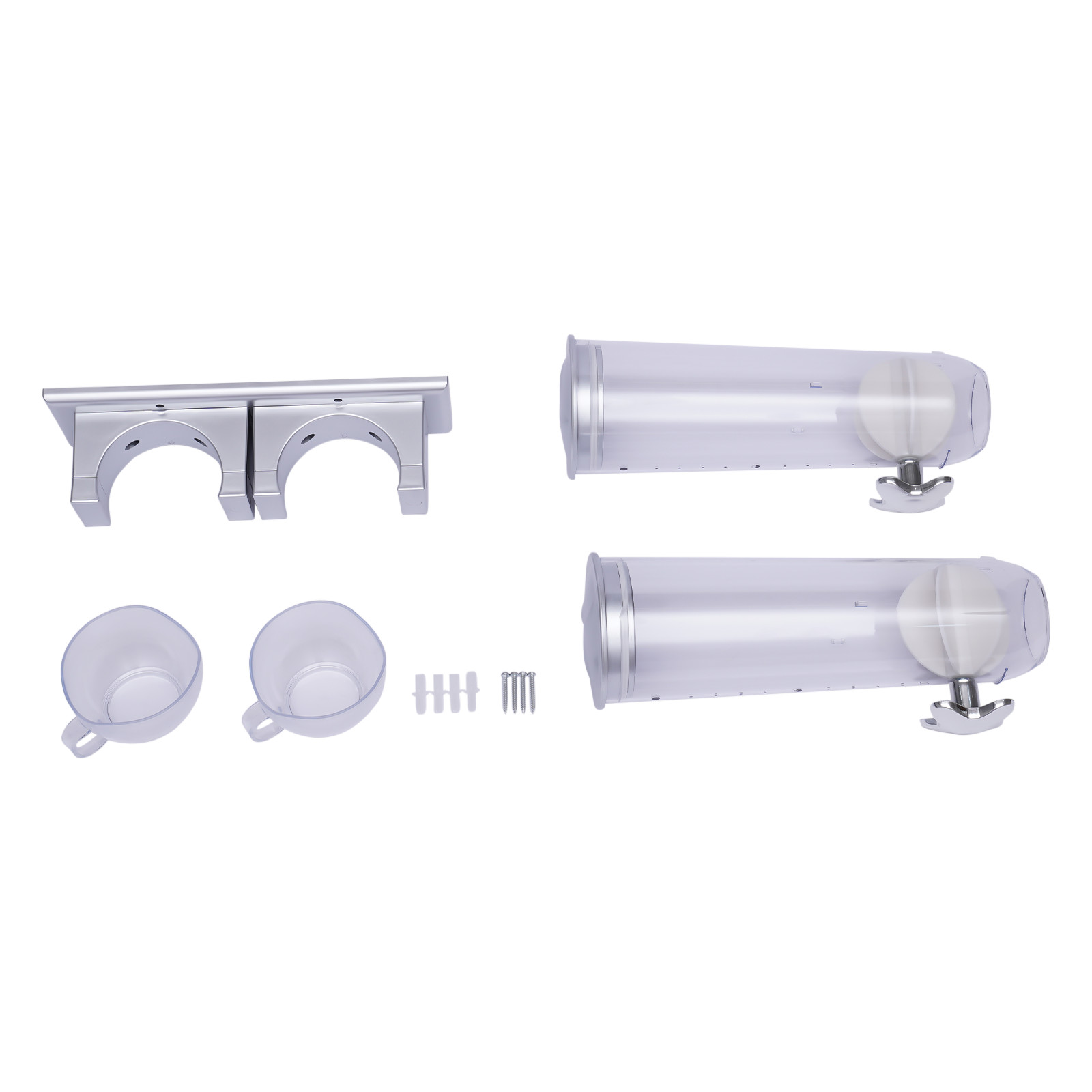 Wall Mount Double Cereal Dispenser Coffee Bean Dry Food Storage Container Silver