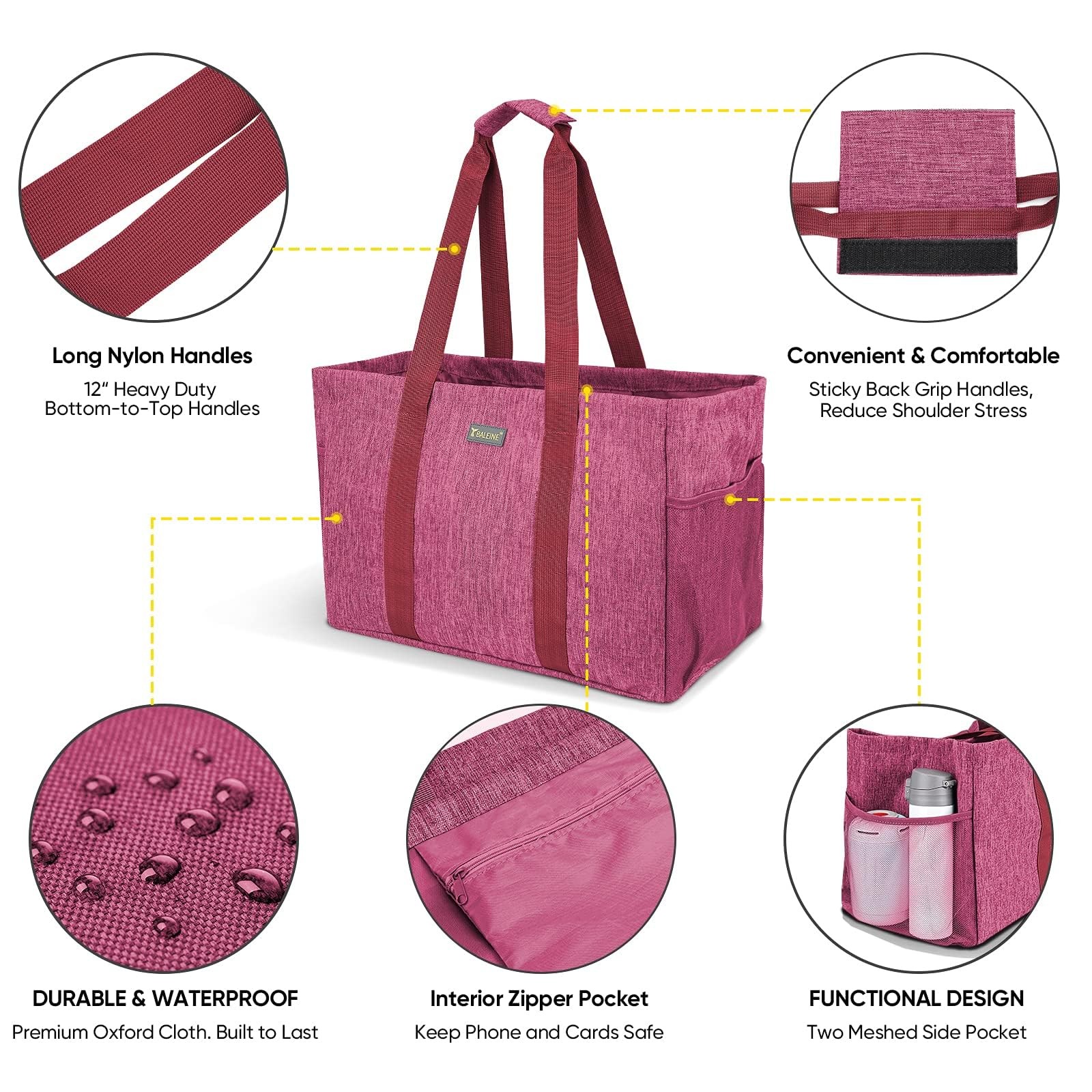 BALEINE 9 Gal Oversized Foldable Reusable Storage Bag Utility Tote Ber