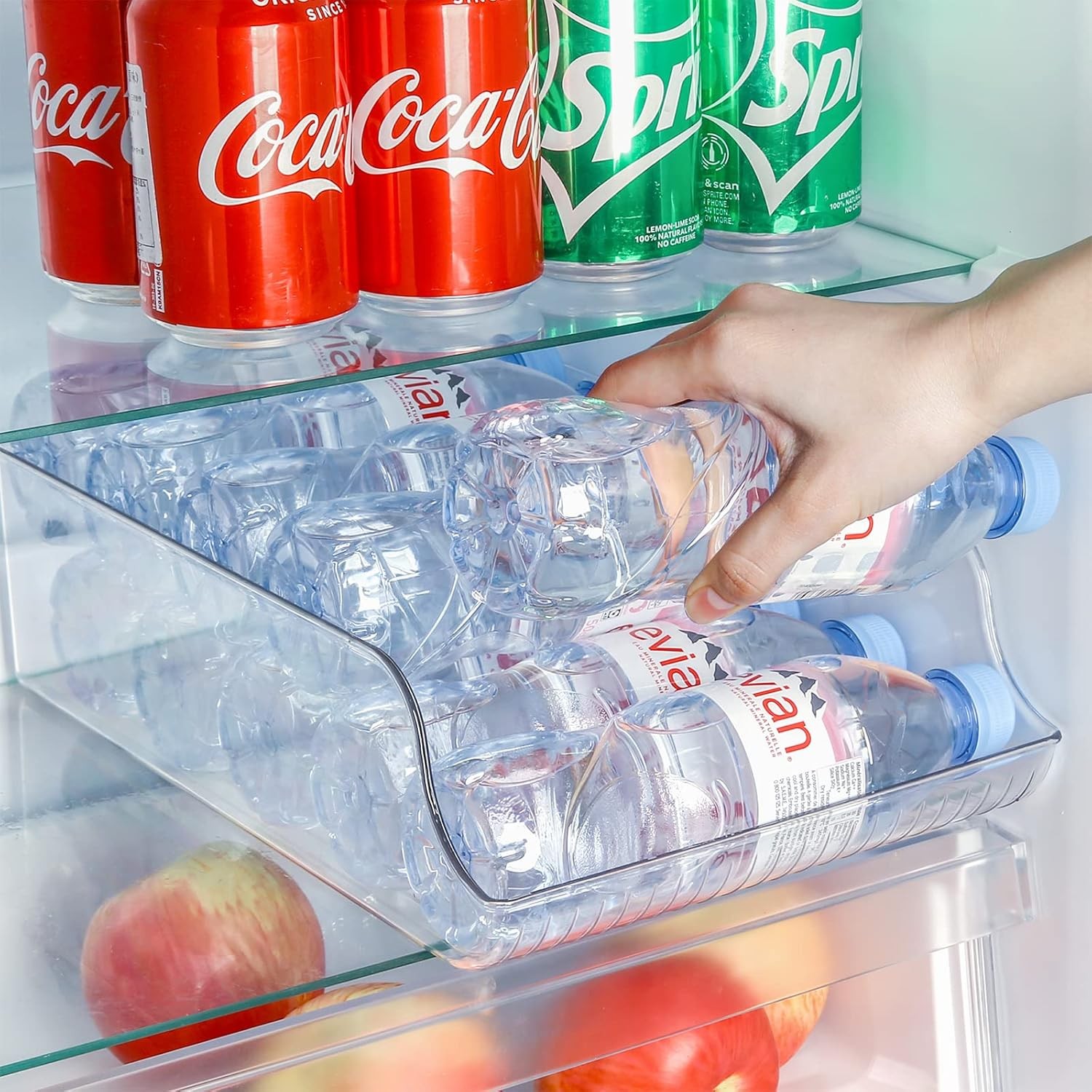 2 Pack 16.9 oz Water Bottle Dispenser Organizer Refrigerator Plastic Container