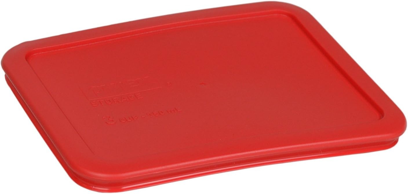 Pyrex 3 Cup 750mL Rectangle Replacement Lid Red 7210-PC (2 Pack) *MILDLY WARPED