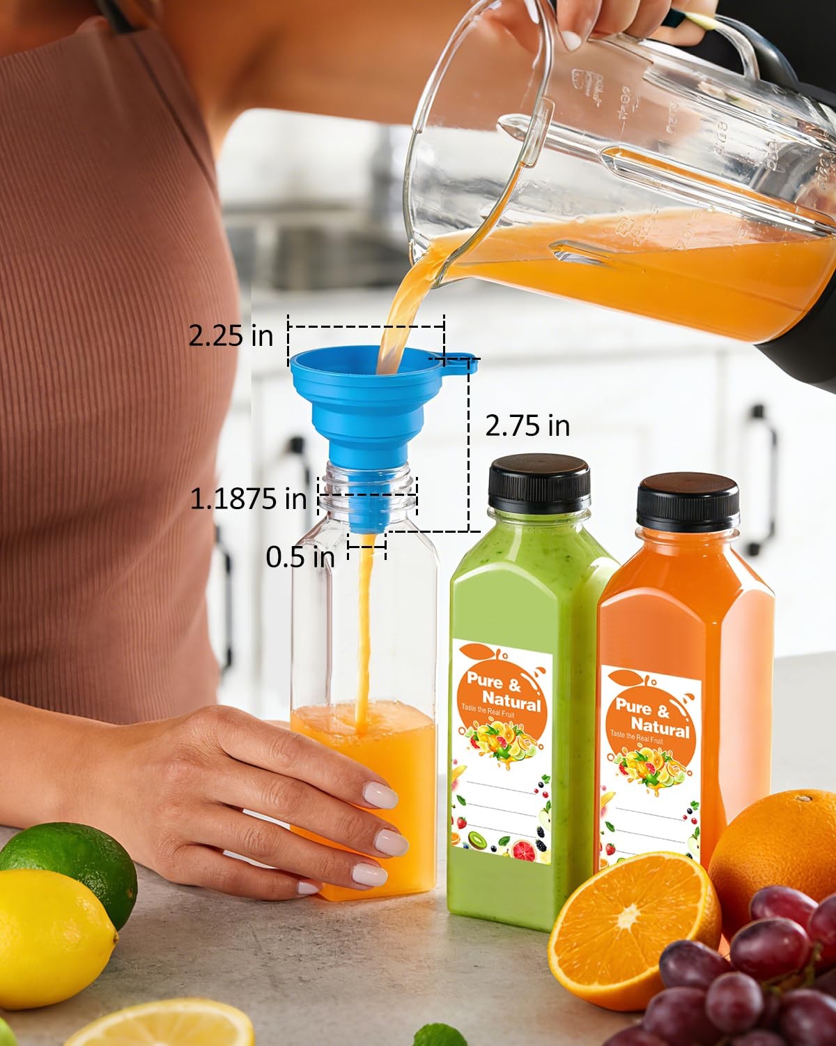 36 Pack 16oz Plastic Juice Bottles with Caps, Empty Reusable Bottles for Juic…