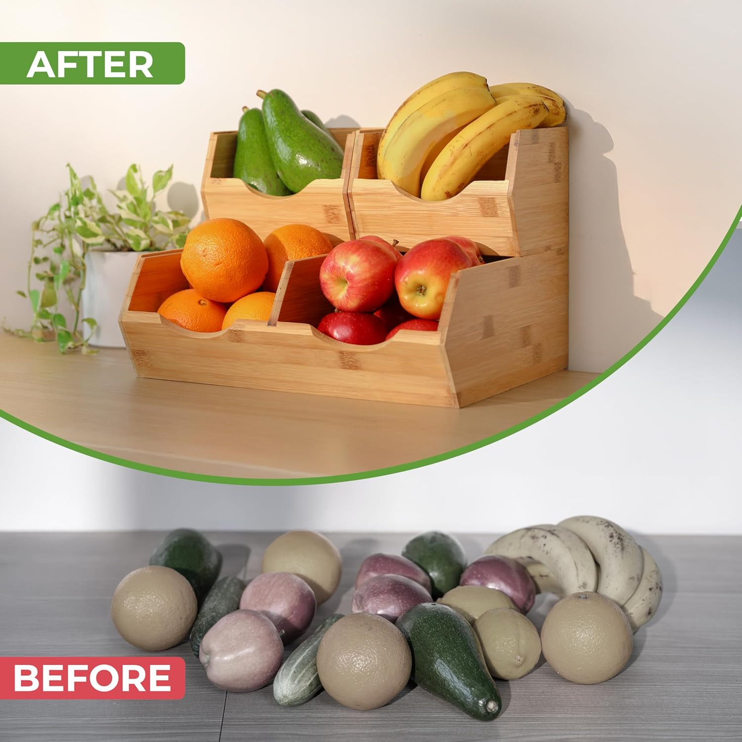HOMESTEAD Bamboo Pantry Storage Bins – Potato & Onion Storage Bin for Pantry Org