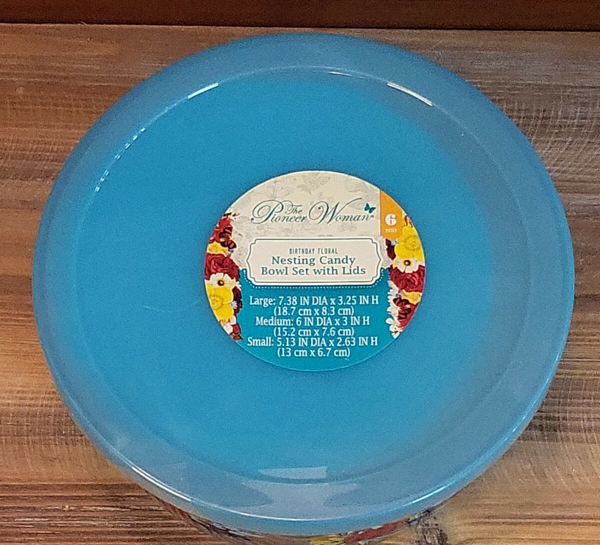New Pioneer Woman 6 piece Birthday Floral Nesting Candy Bowl Container Set Lids