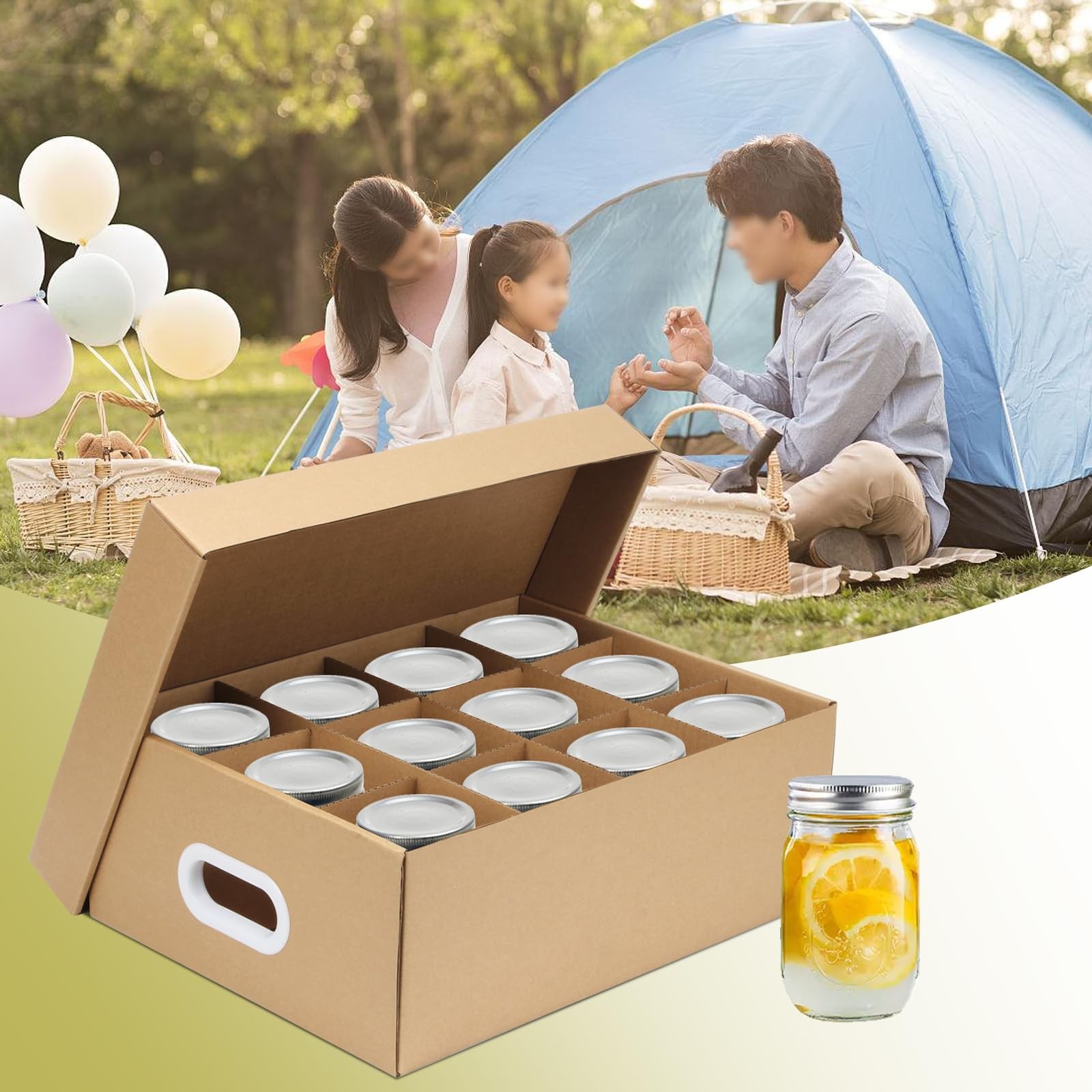 3 Pcs Mason Jar Storage Boxes, Cardboard Canning Jar Storage Boxes 16 oz Cann…