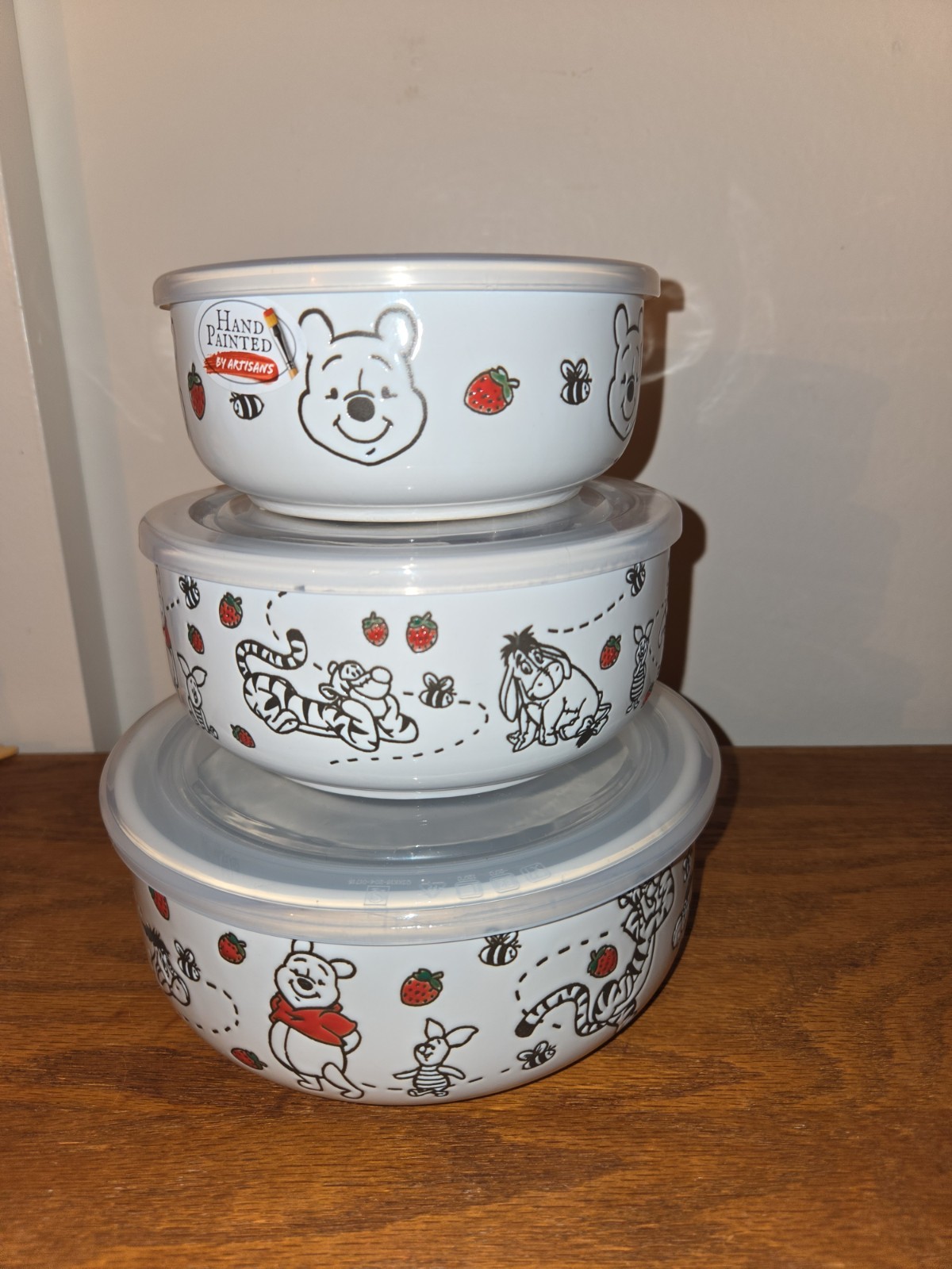 NEW RARE Disney Winnie The Pooh SET OF 3 Ceramic Container Set with Vented Lids