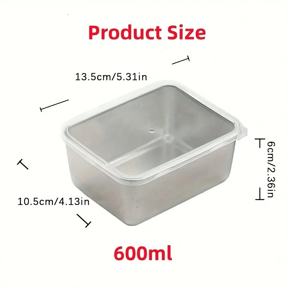 6-Piece Stainless Steel Food Storage Containers Set with Lids for Camping Picnic