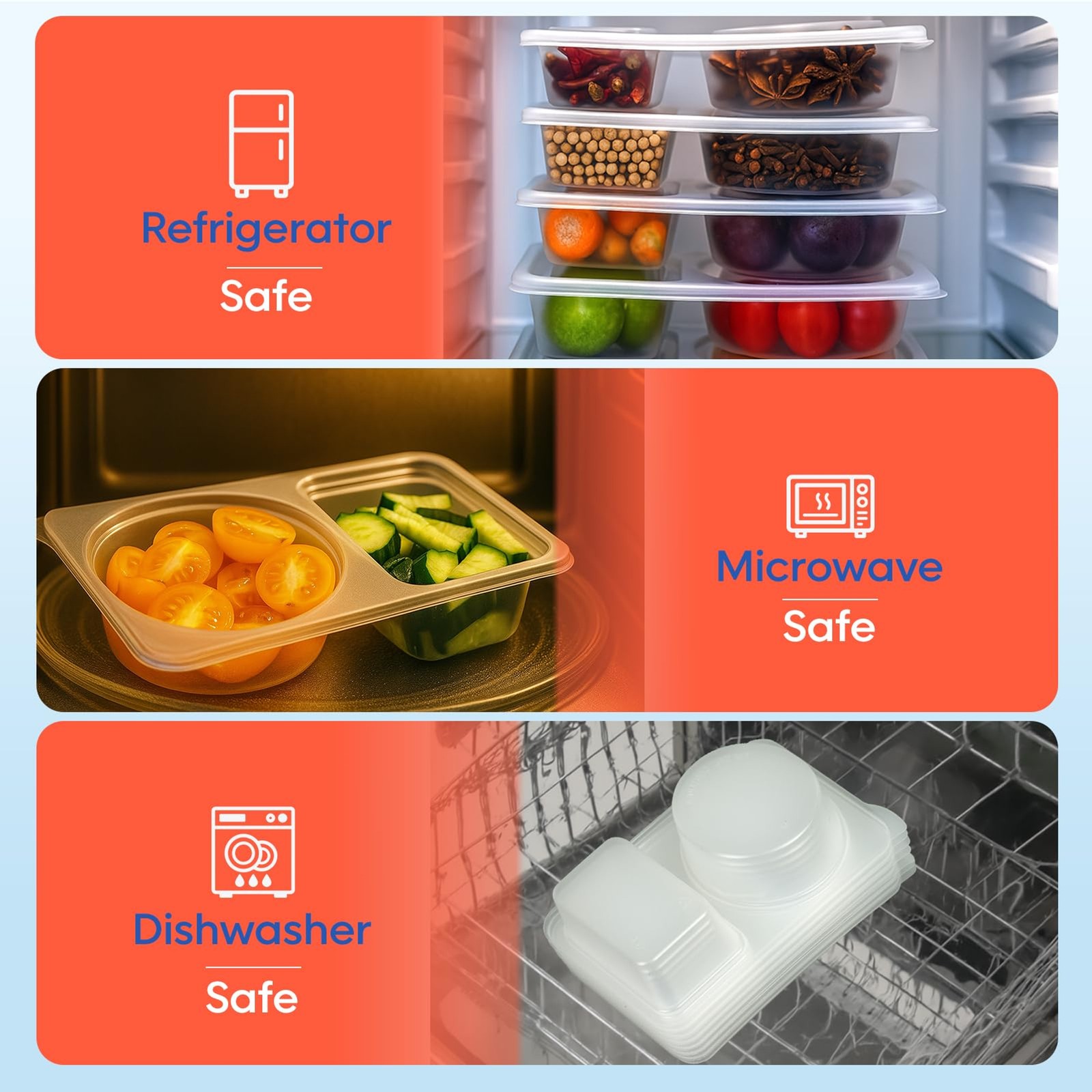 20 Sets Reusable Snack Containers 2 Compartment Leakproof Food Storage Meal Prep
