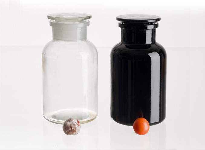 MyPharmJar Miron Glass Storage Jar 250ml w/digital humidity/temp sensor 2-Pack