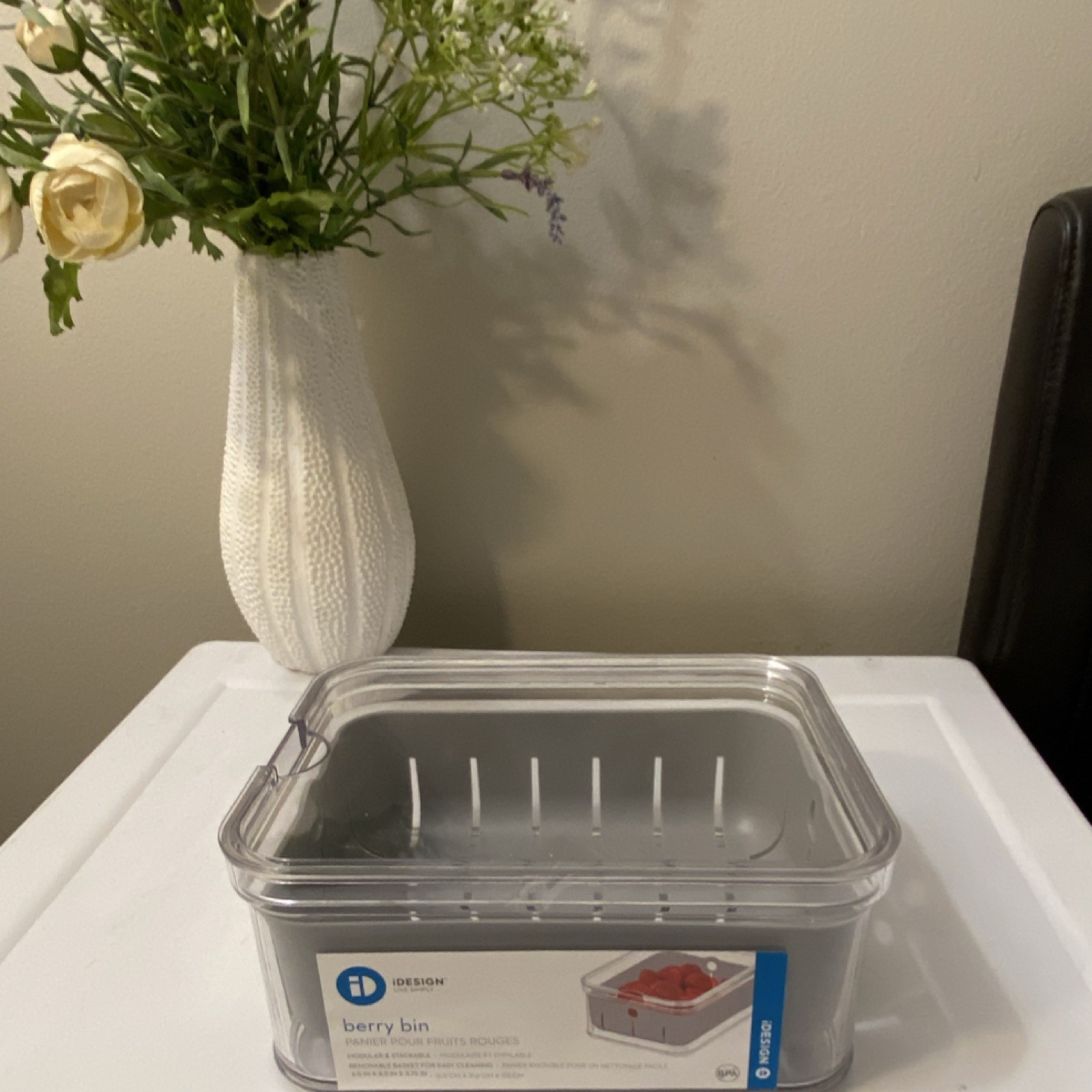 iDesign Berry Bin Clear Plastic Rectangular Produce Saver Snap Lid 9.5 Cup