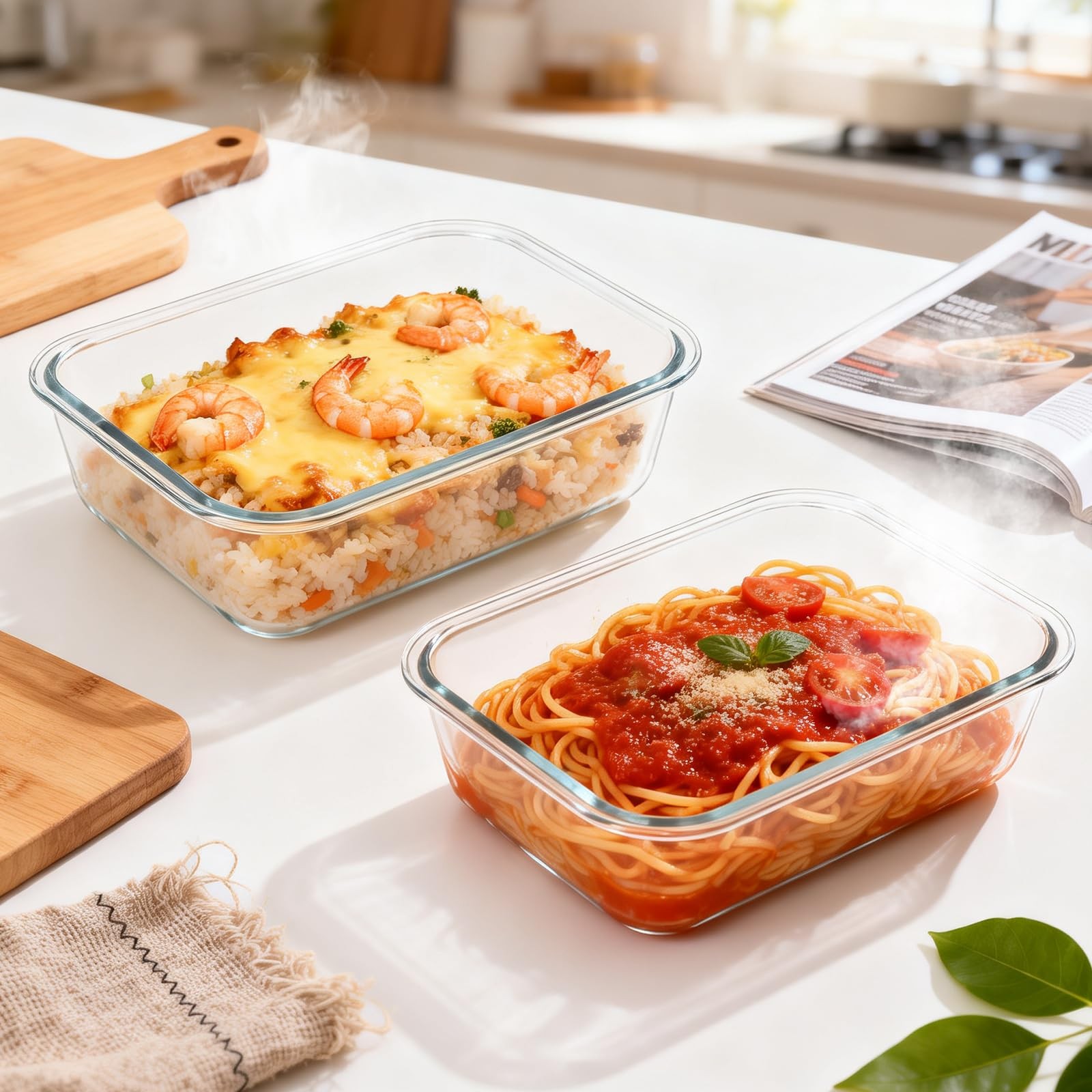2 Pack 78oz/2300ml Large Glass Storage Containers with Lids, Meal Prep Food C…