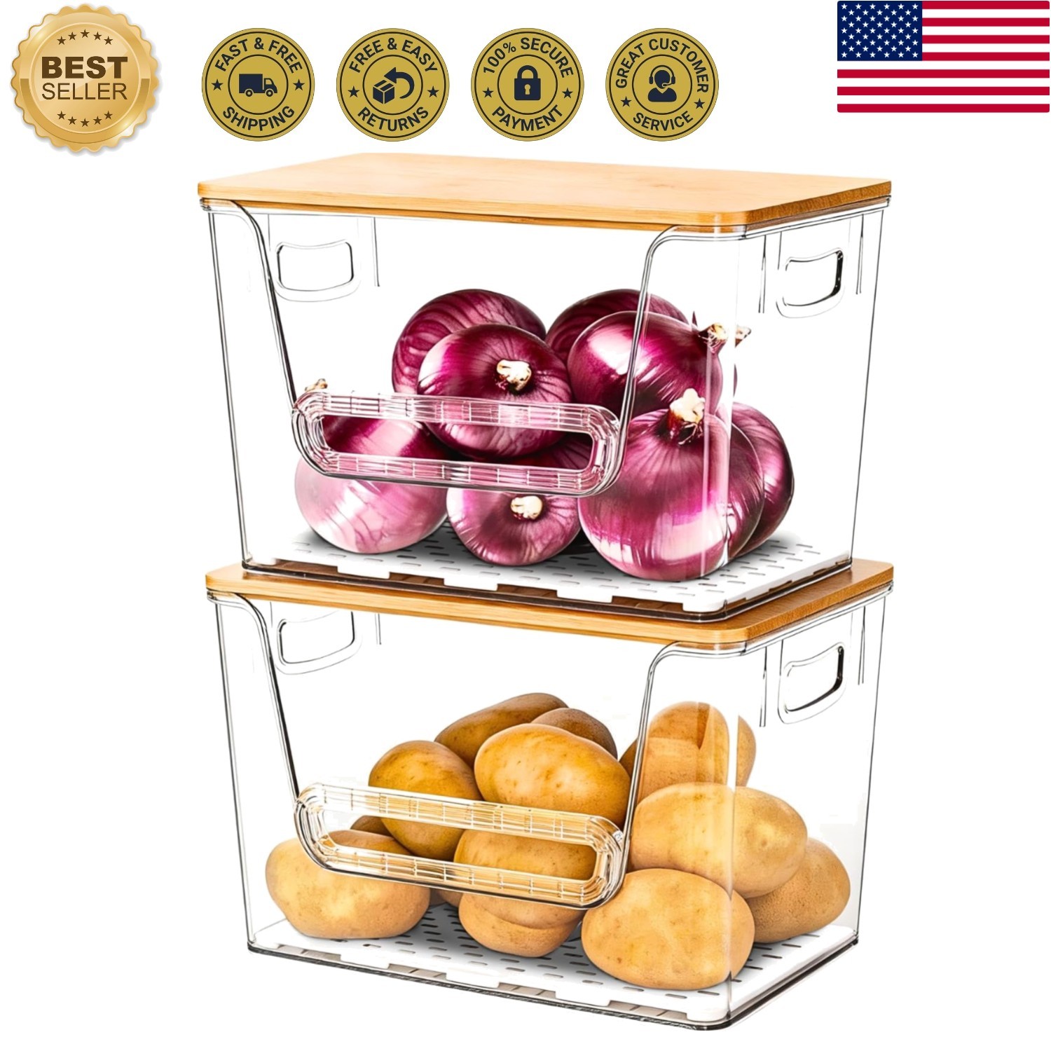 Functional Trash Bag Dispenser & Vegetable Storage Set – Stackable Organizer