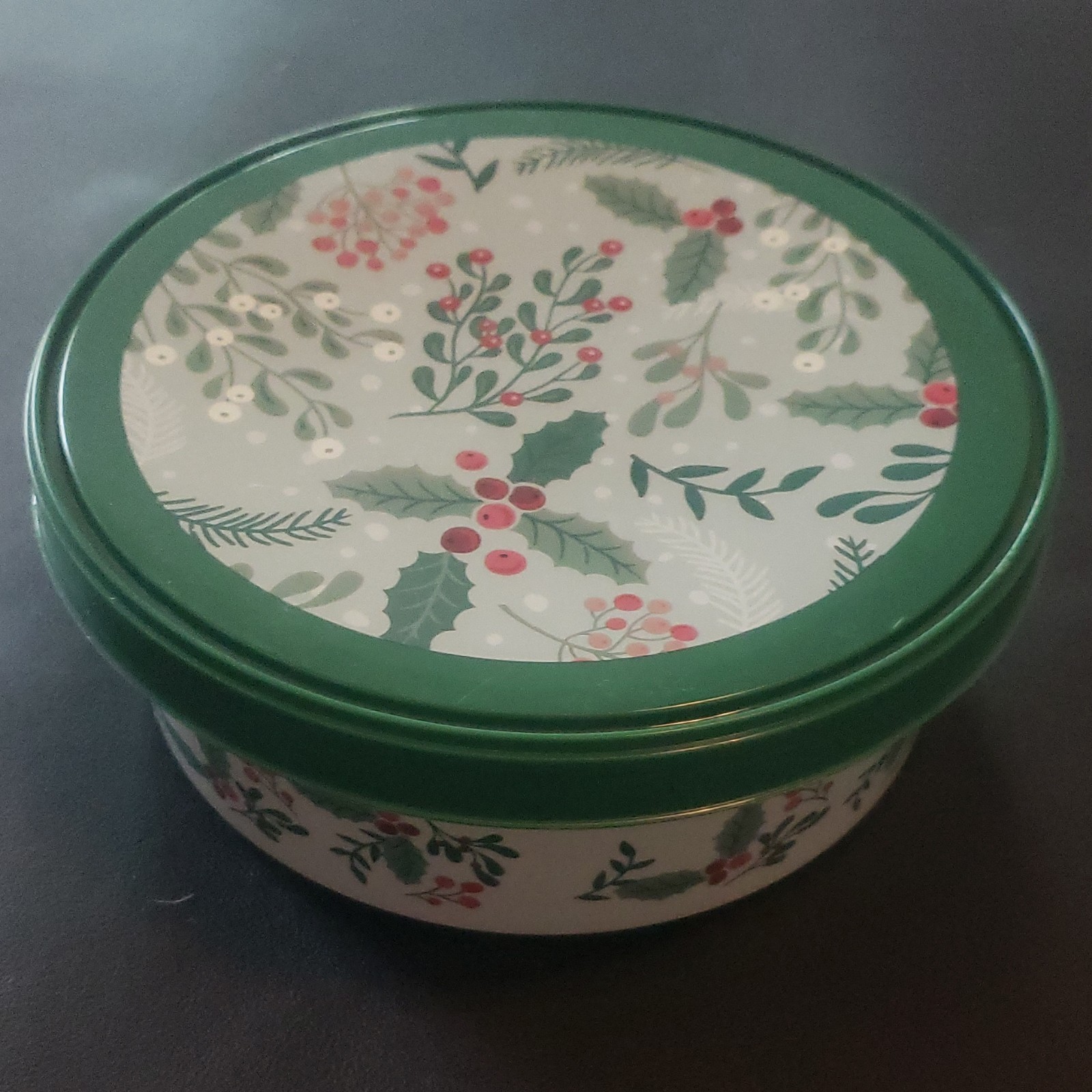 Round Plastic Food Storage Containers 12 oz (Set of 2) Green Snap Lid Holiday