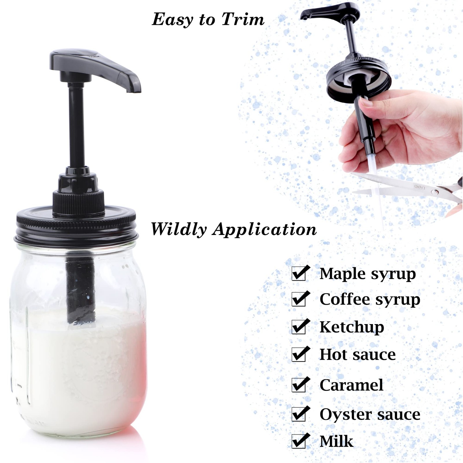 Mason Jar Syrup Honey Sauce Dispenser Pump Lids For Regular Mouth Airtight & …
