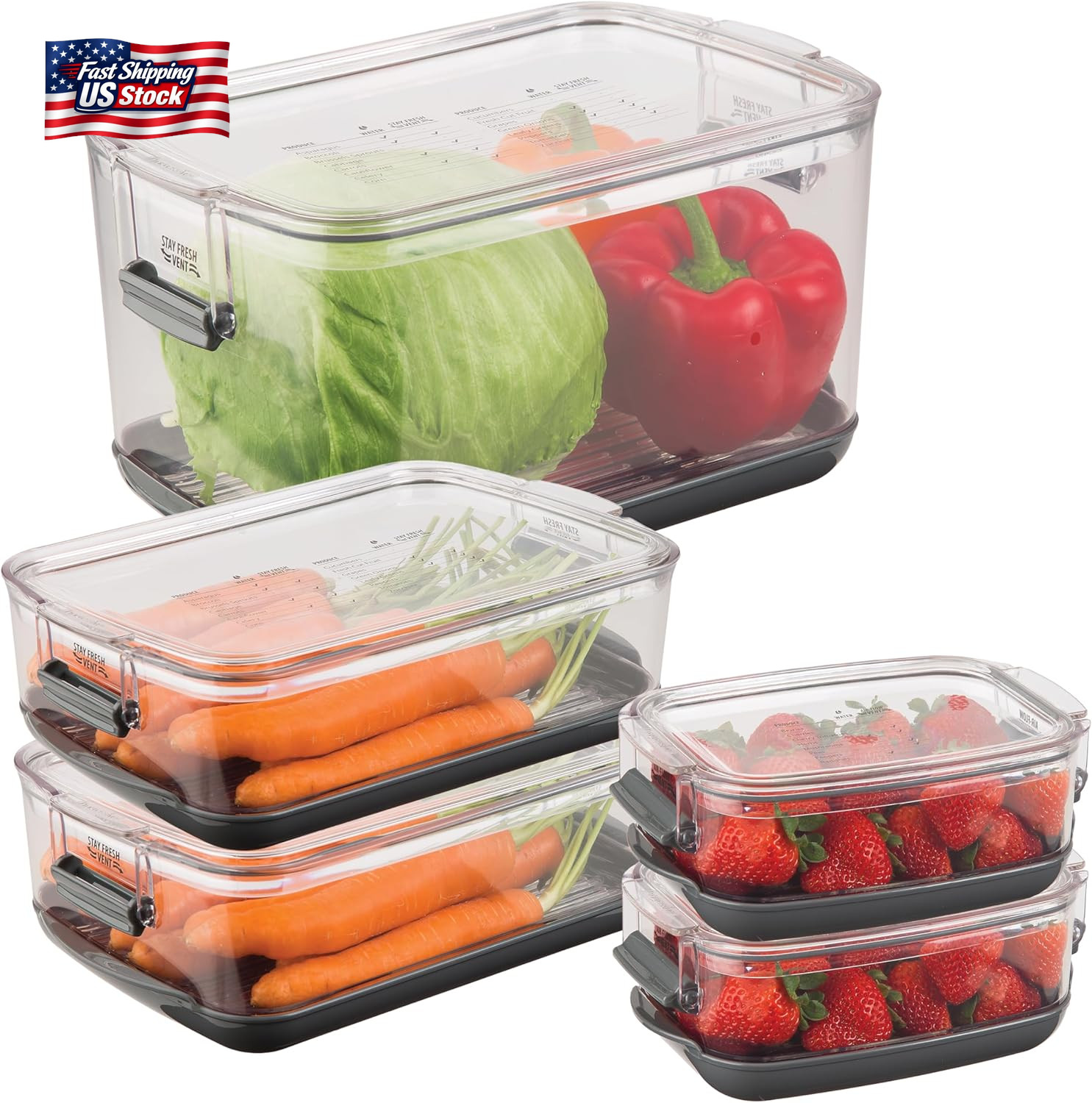 Progressive International Prepworks Prokeeper Food Fresh Produce Storage Contain