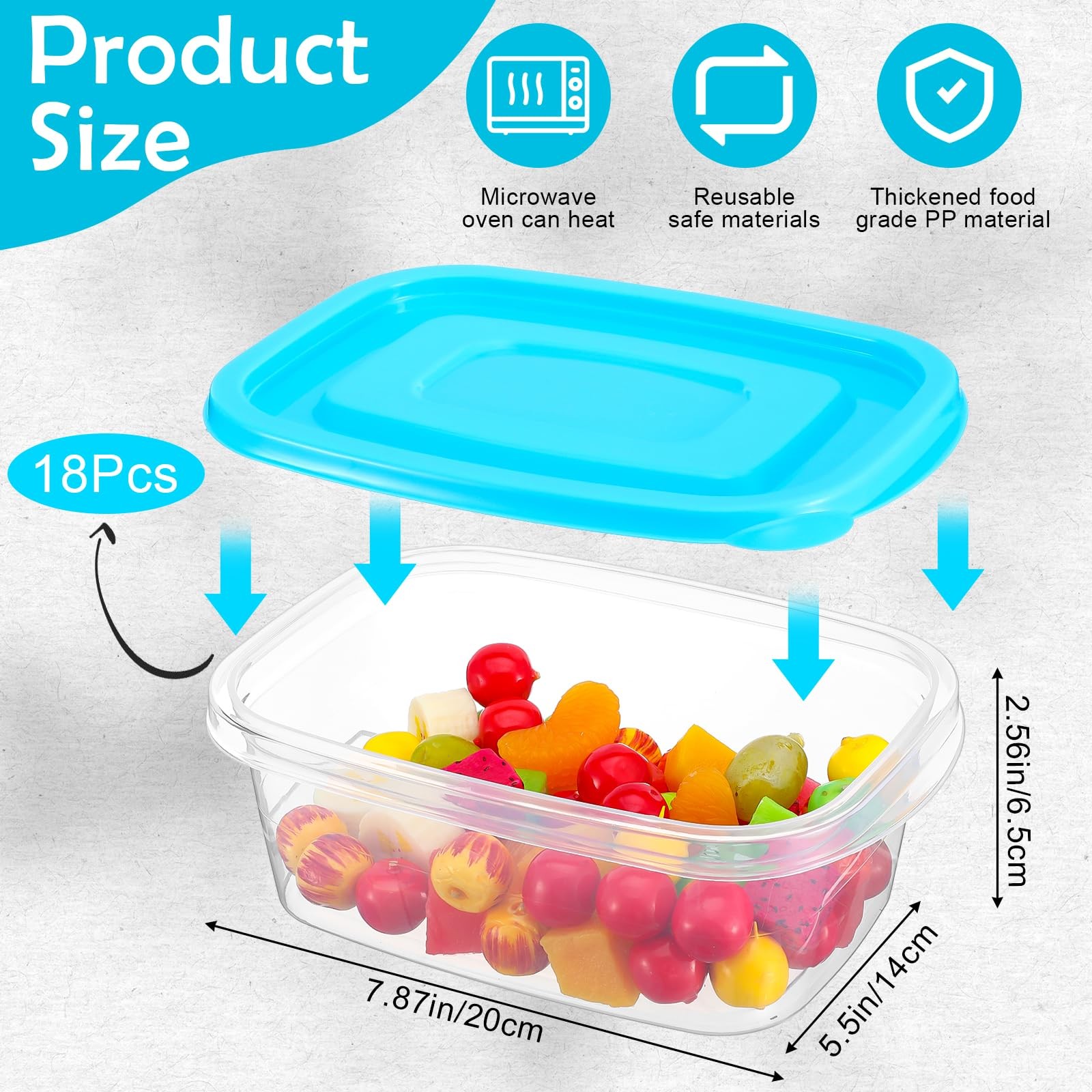 18 Pcs 33 Oz Plastic Food Storage Containers with Lids Portion Box Sets with …