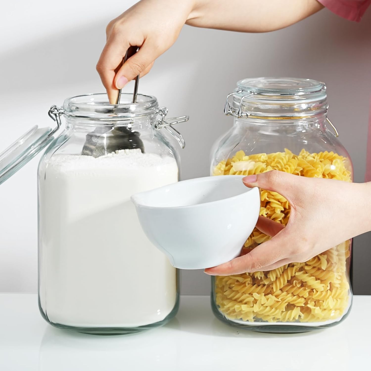 106oz Square Glass Jars with Airtight Lid, Large Mason Jars, Wide Mouth Storage