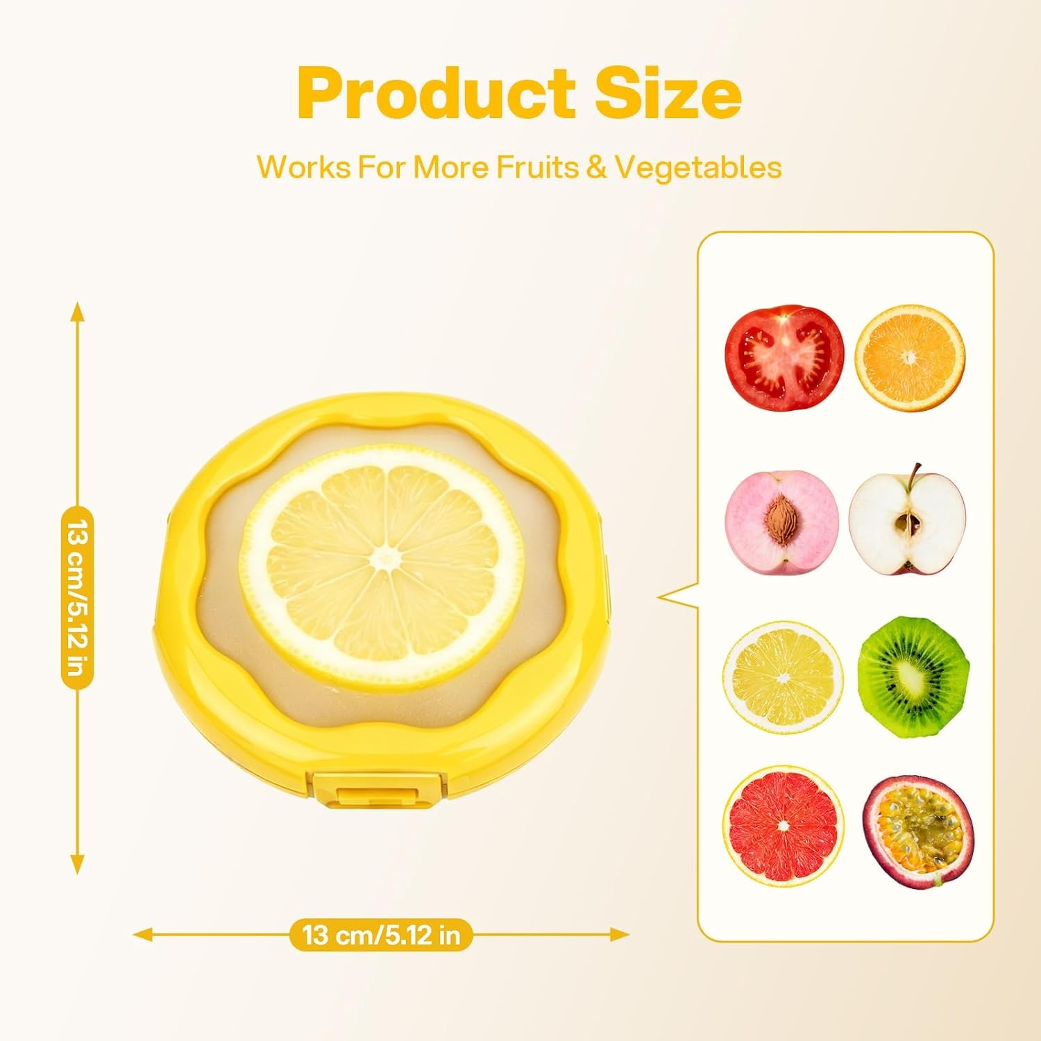 Reusable Lemon Container with Snap On Lid Yellow Food Storage Container