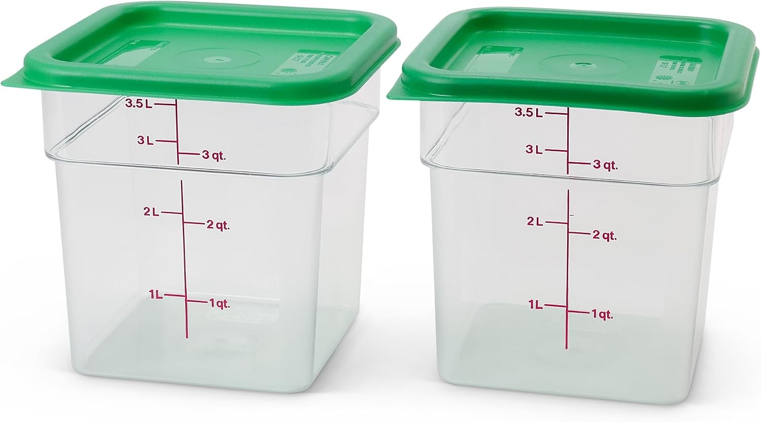 Food Storage Container W/ Lid 2 Pack Classic Series Square W/ Green Lid 4 QT