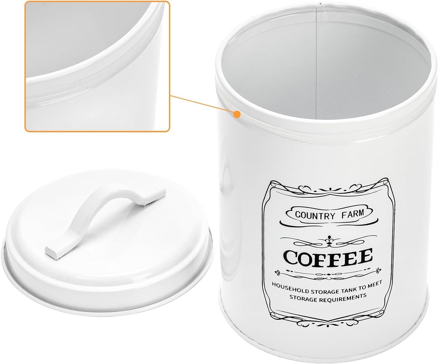 Set of 4 Kitchen Canisters with Airtight Lids, Coffee Tea Sugar Flour Tin Jars