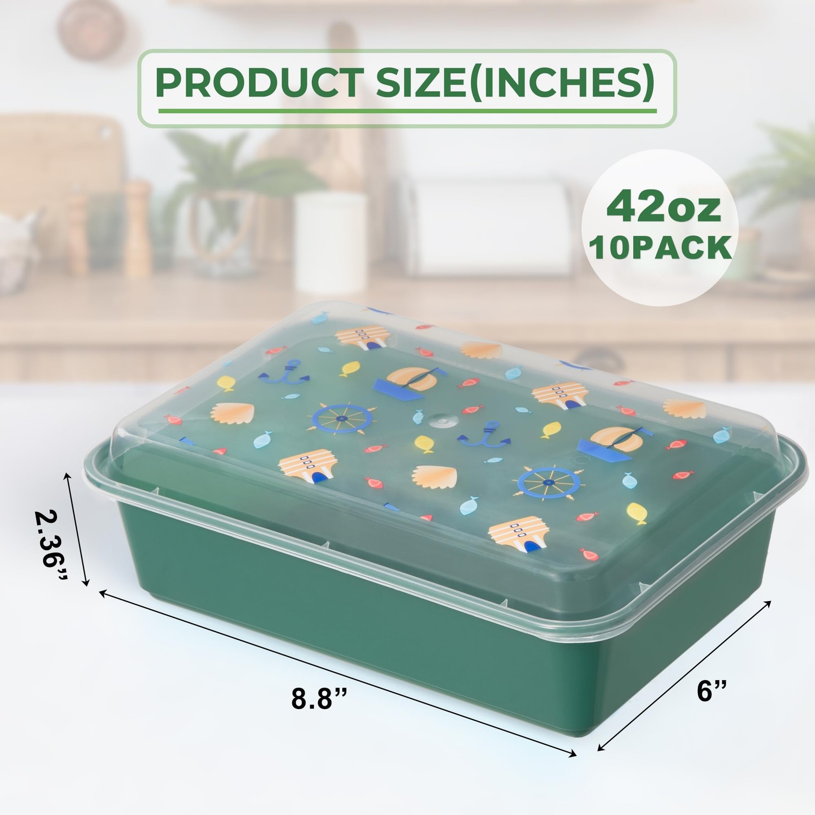 10 Pack 42 oz Meal Prep Containers, Reusable Plastic Food Prep Storage Contai…