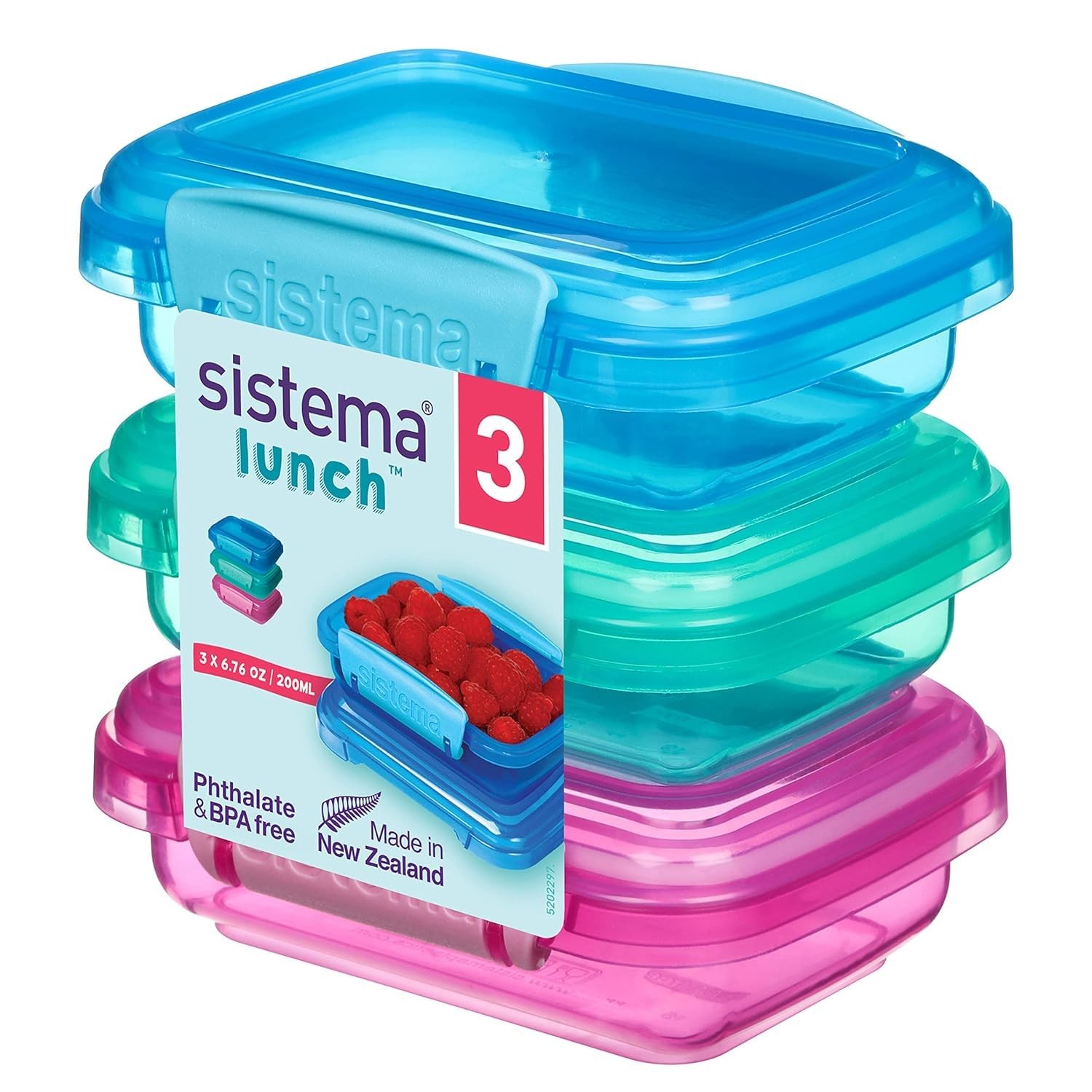 Lunch Collection Food Storage Containers, Blue, Green, Pink 6.7 Oz, 3 Co