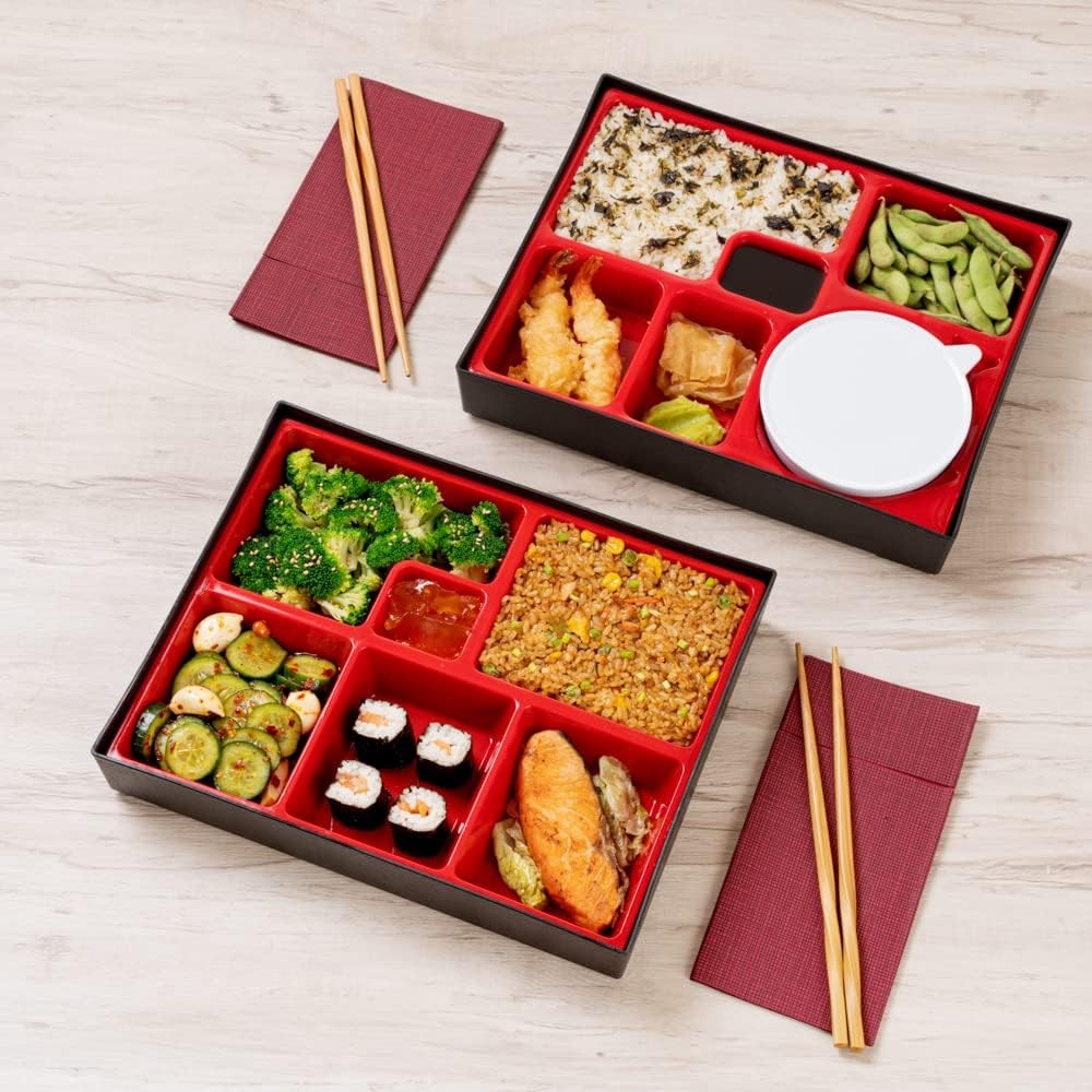 Restaurantware-12.2 x 9.8 x 2.4 Inch Compartment Lunch Large, Black