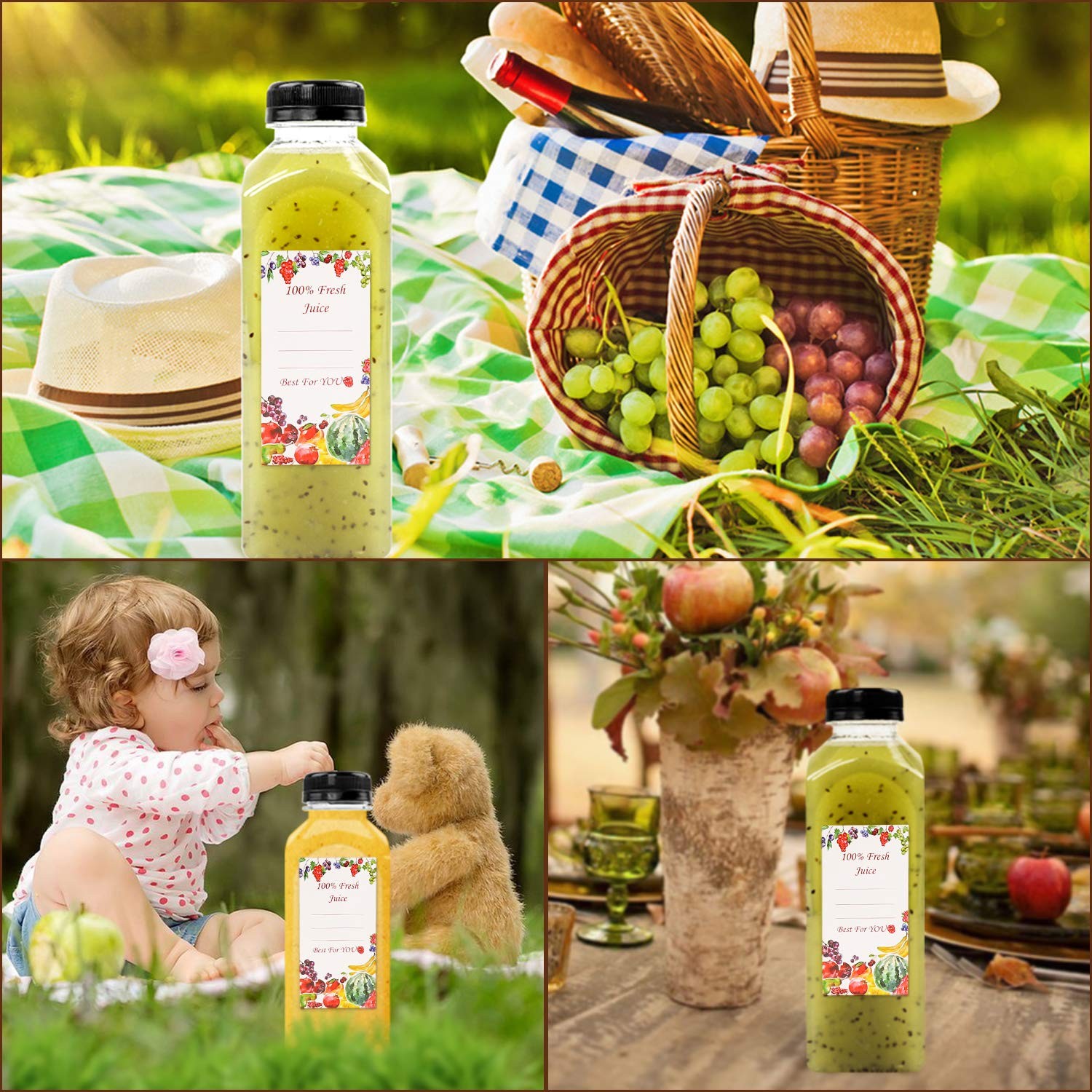 20pcs 16oz Juice Bottles, Plastic Juicing Bottles with Caps, Clear Drink Cont…