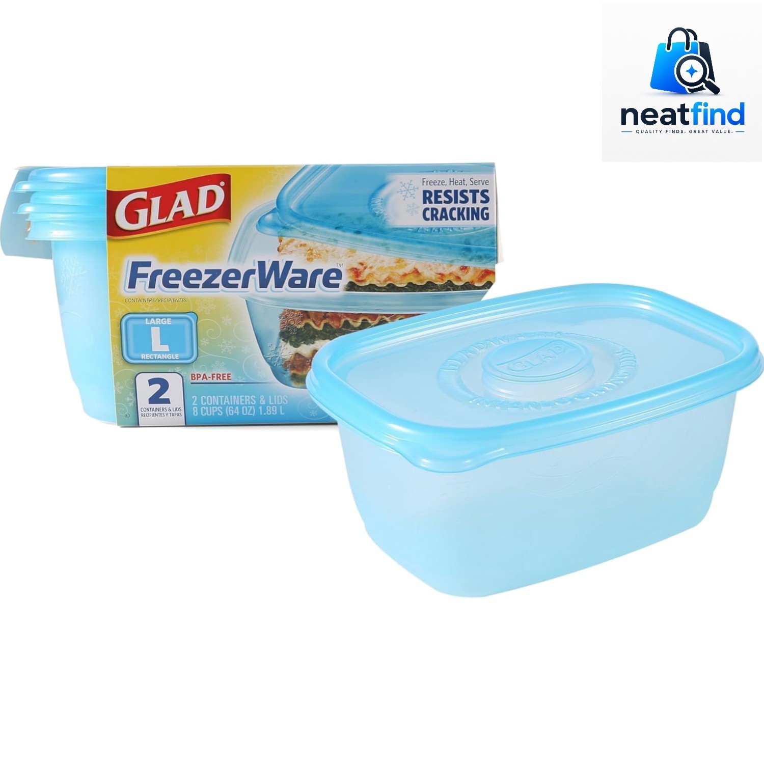 Ware FreezerWare Food Storage Containers with Lids, Large Rectangle BPA Free …